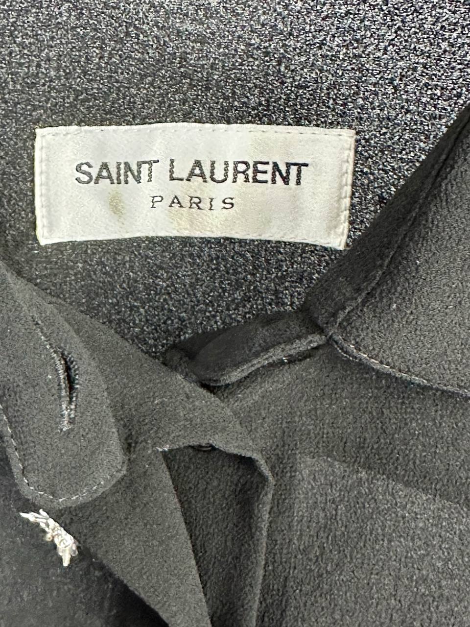 Silk shirt with glass and metal embroidery