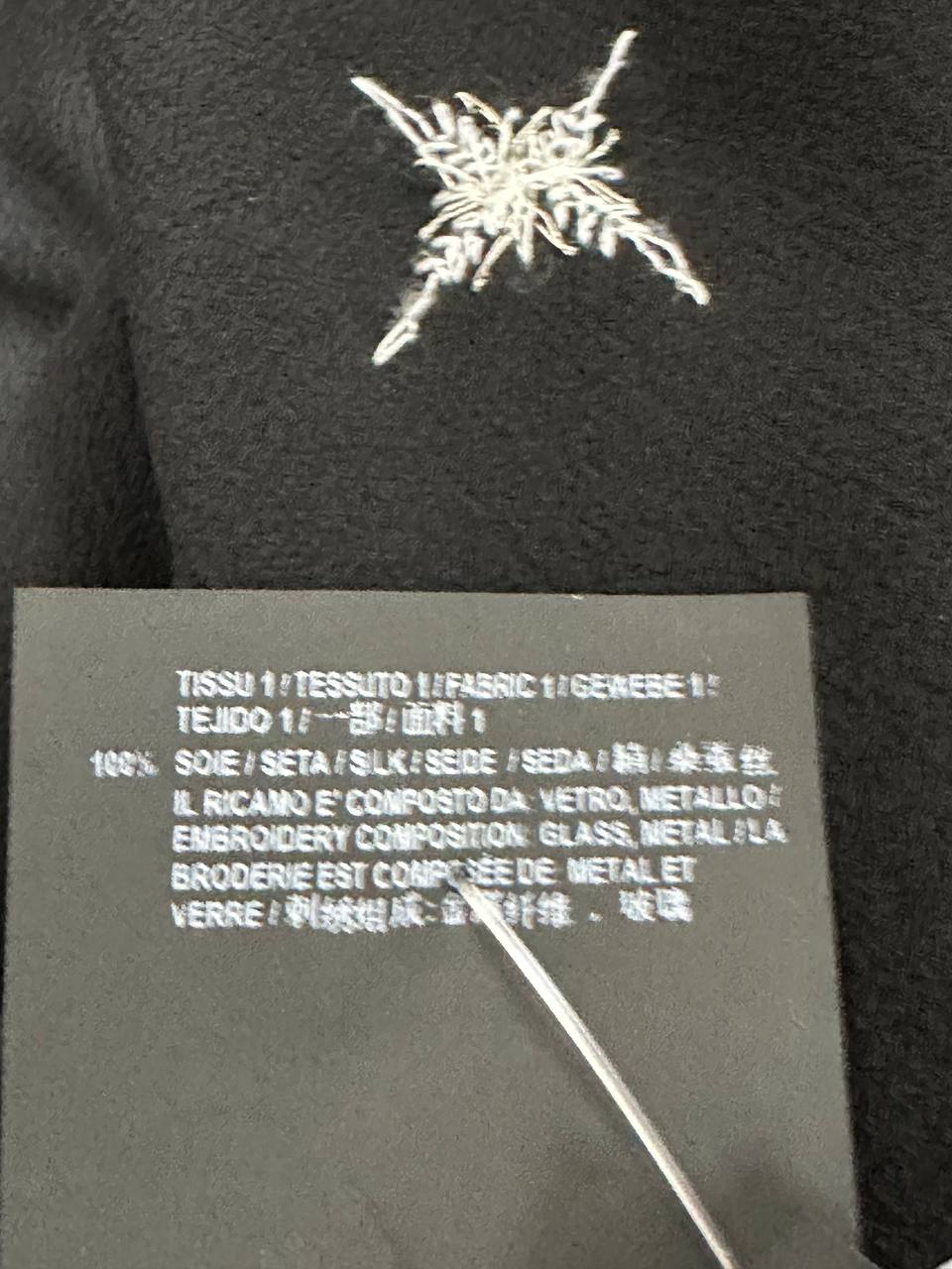 Silk shirt with glass and metal embroidery