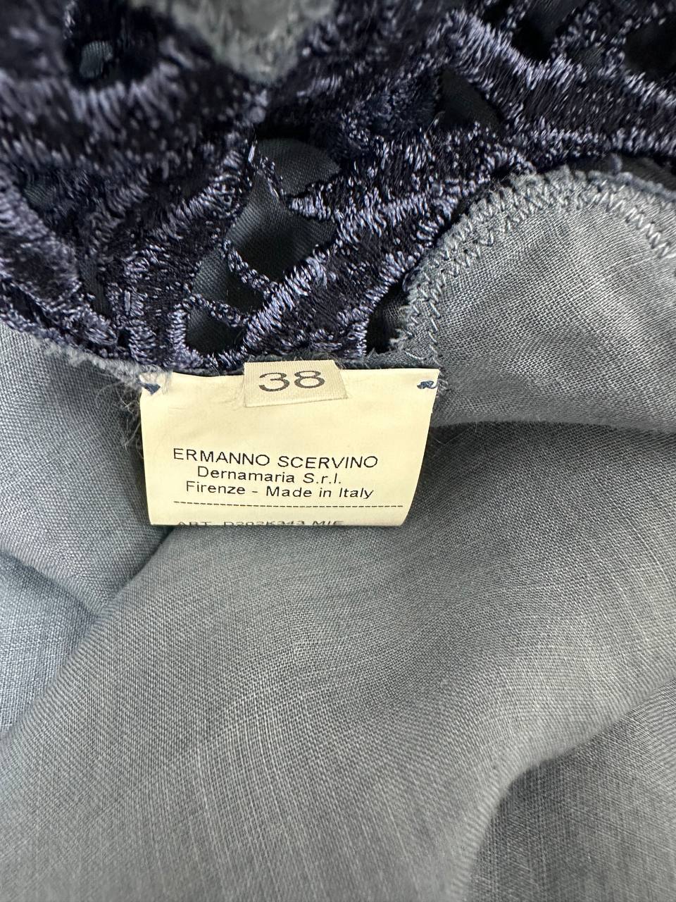 Blouse with embroidery in deep indigo blue