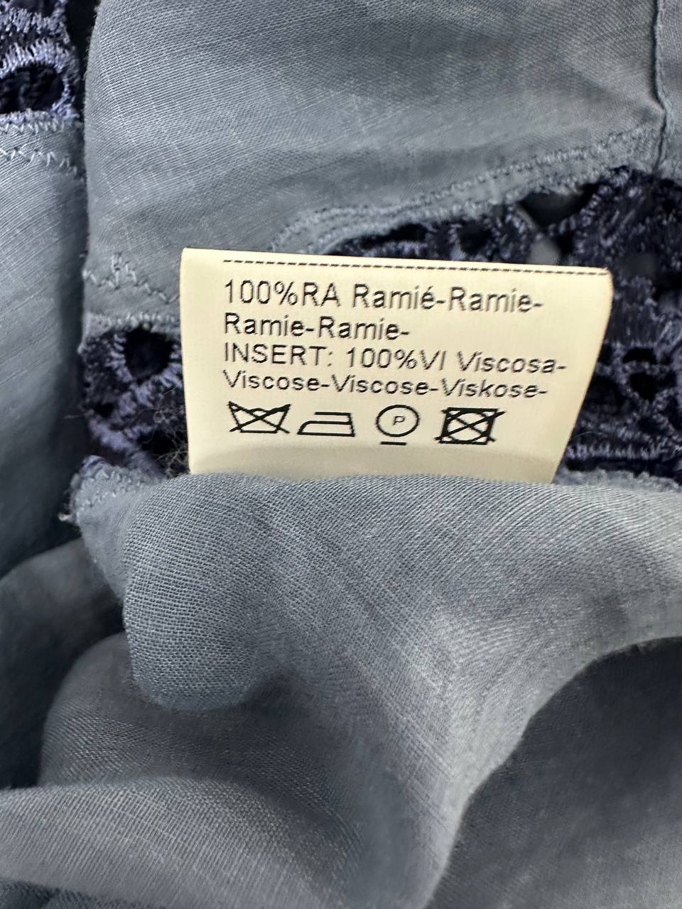 Blouse with embroidery in deep indigo blue