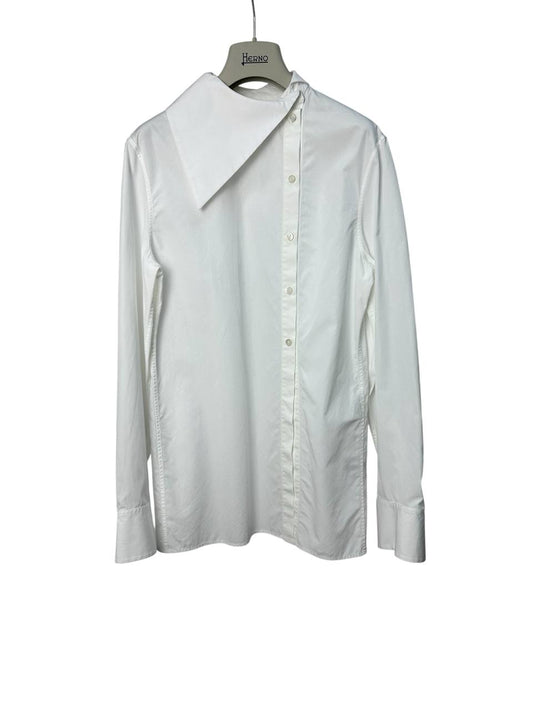 Cotton shirt with asymmetric collar