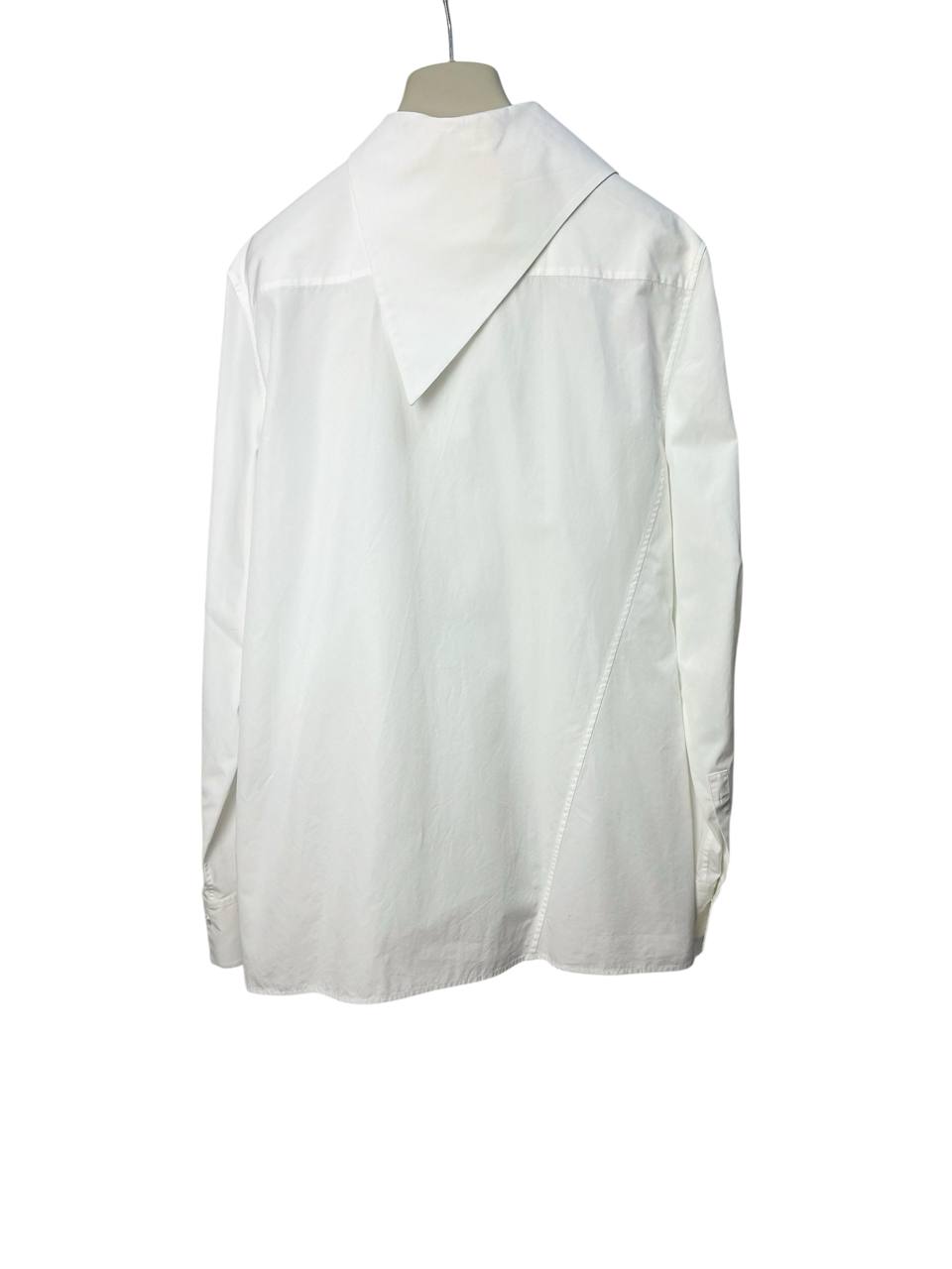 Cotton shirt with asymmetric collar