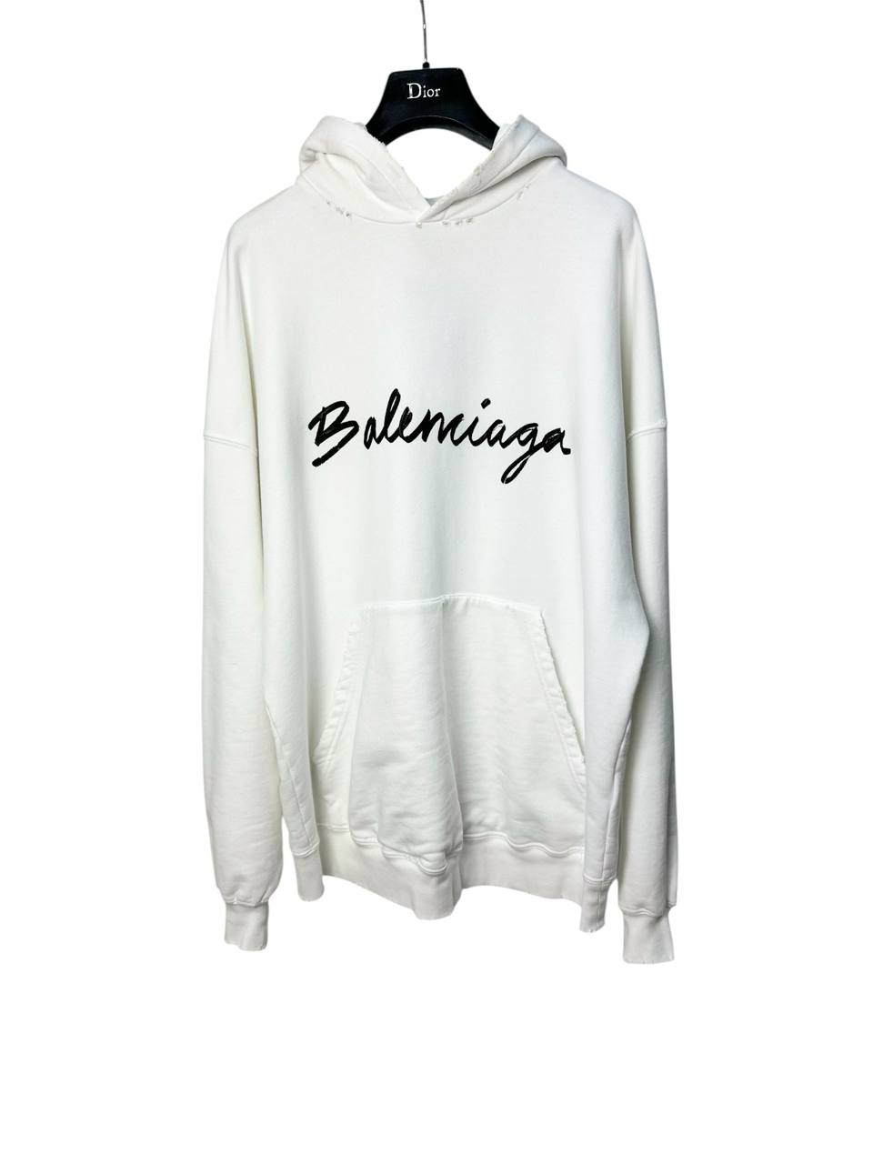 White hoodie with hood and print