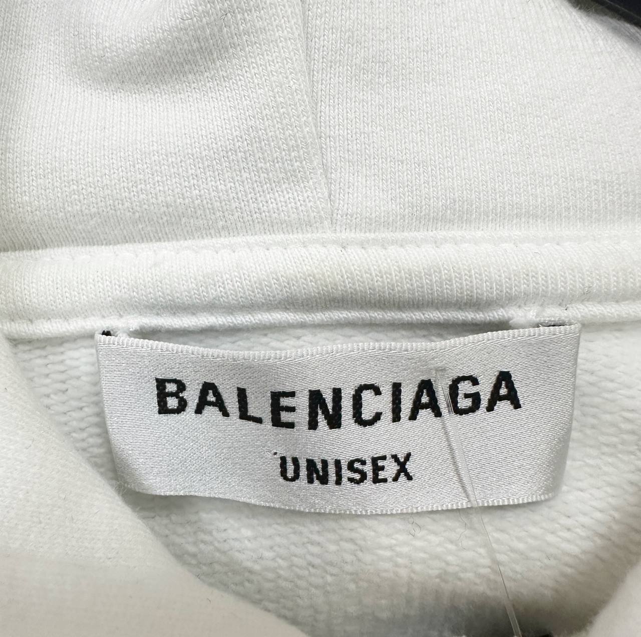 White hoodie with hood and print