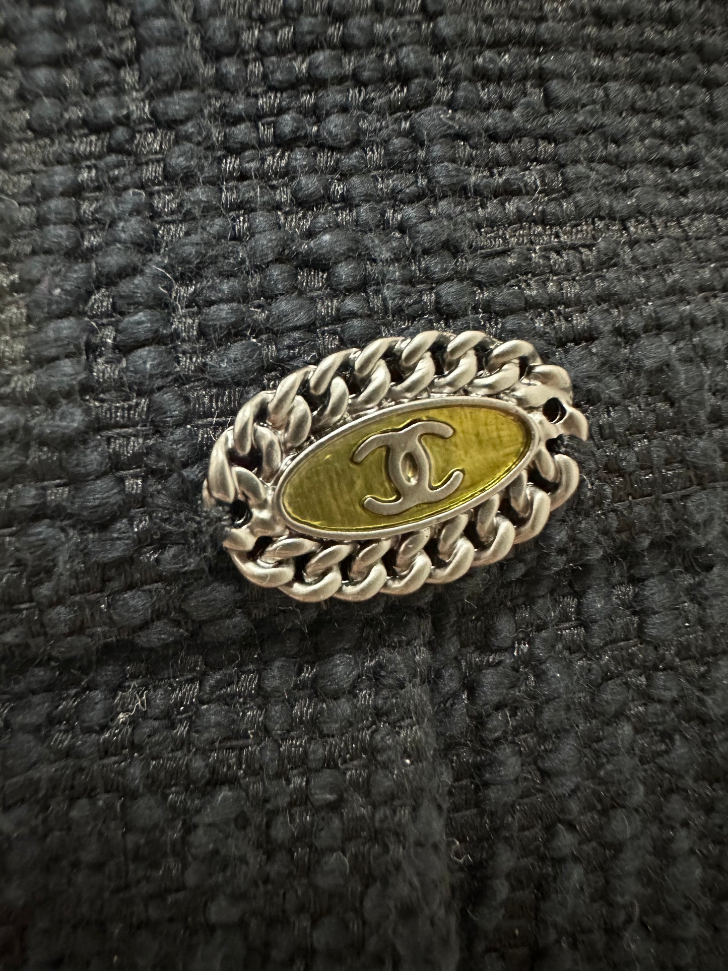 Chanel navy pleated set with silk inserts