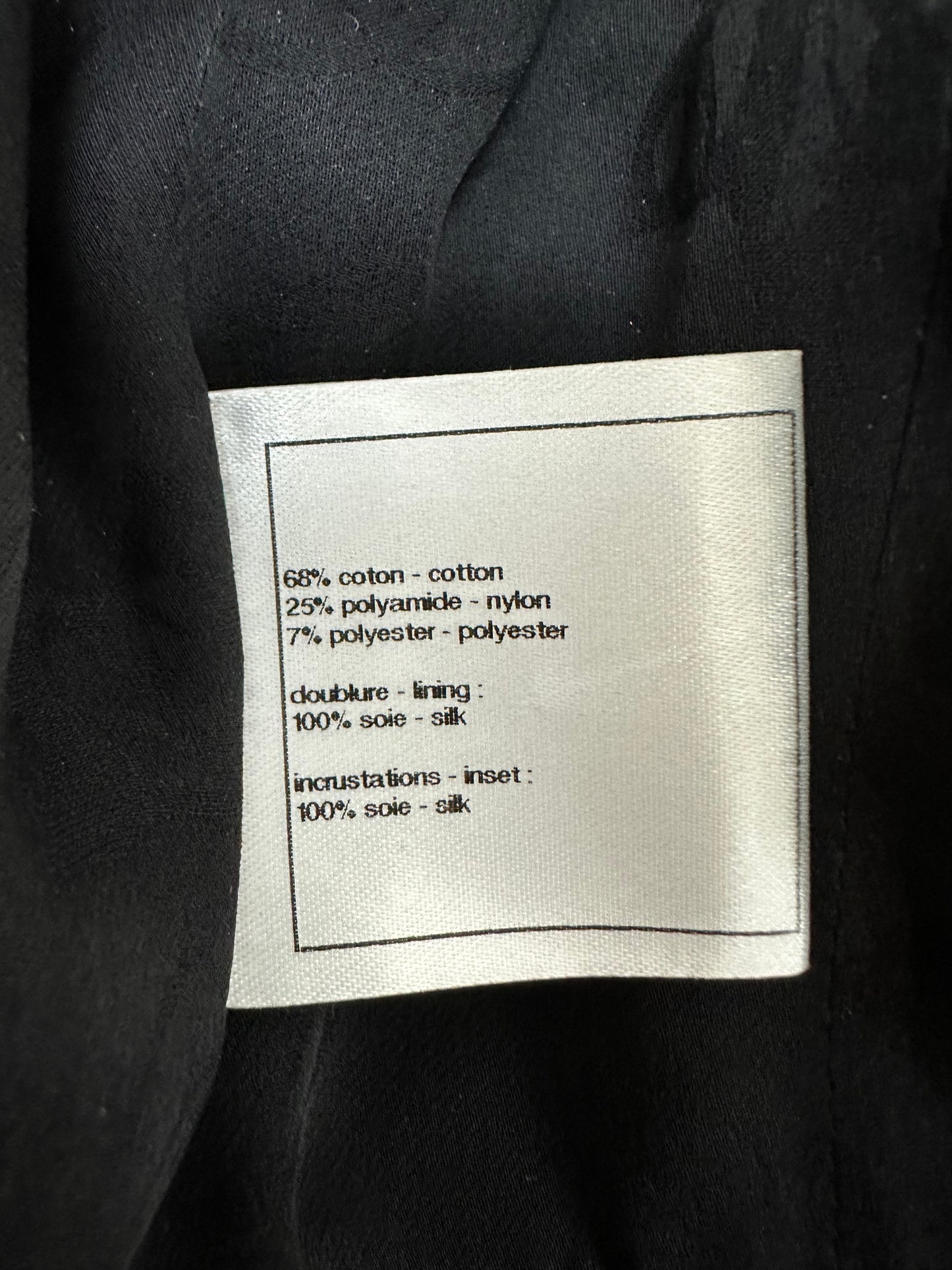 Chanel navy pleated set with silk inserts