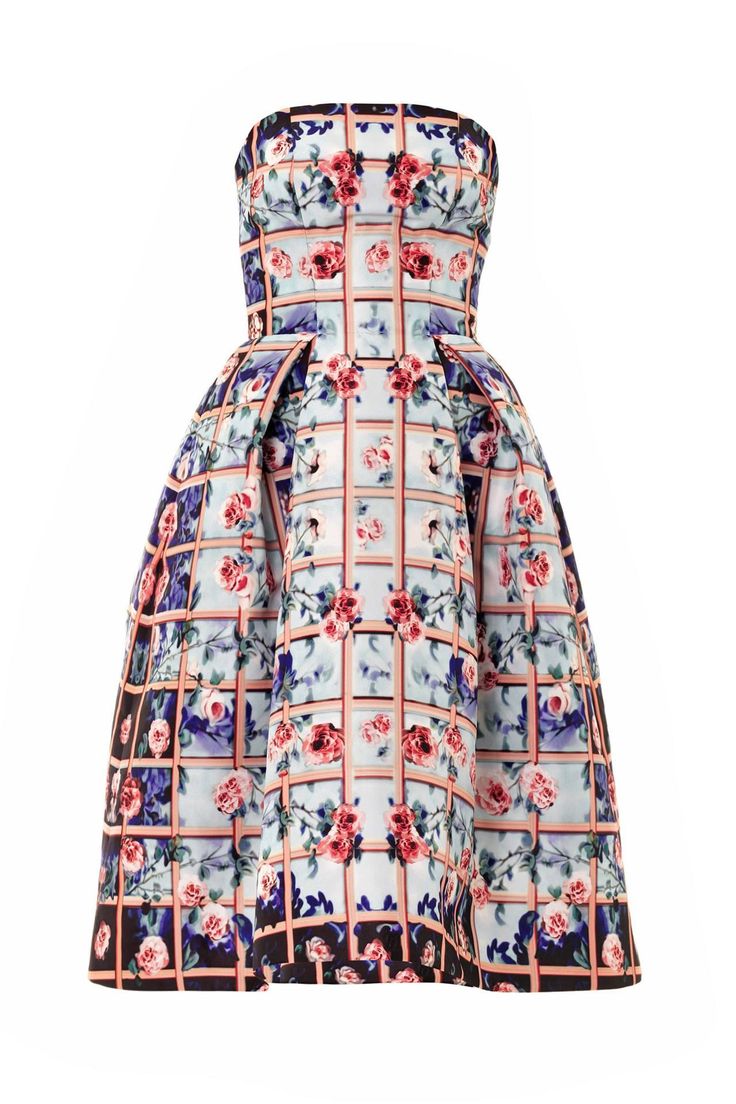 Strapless floral cocktail dress