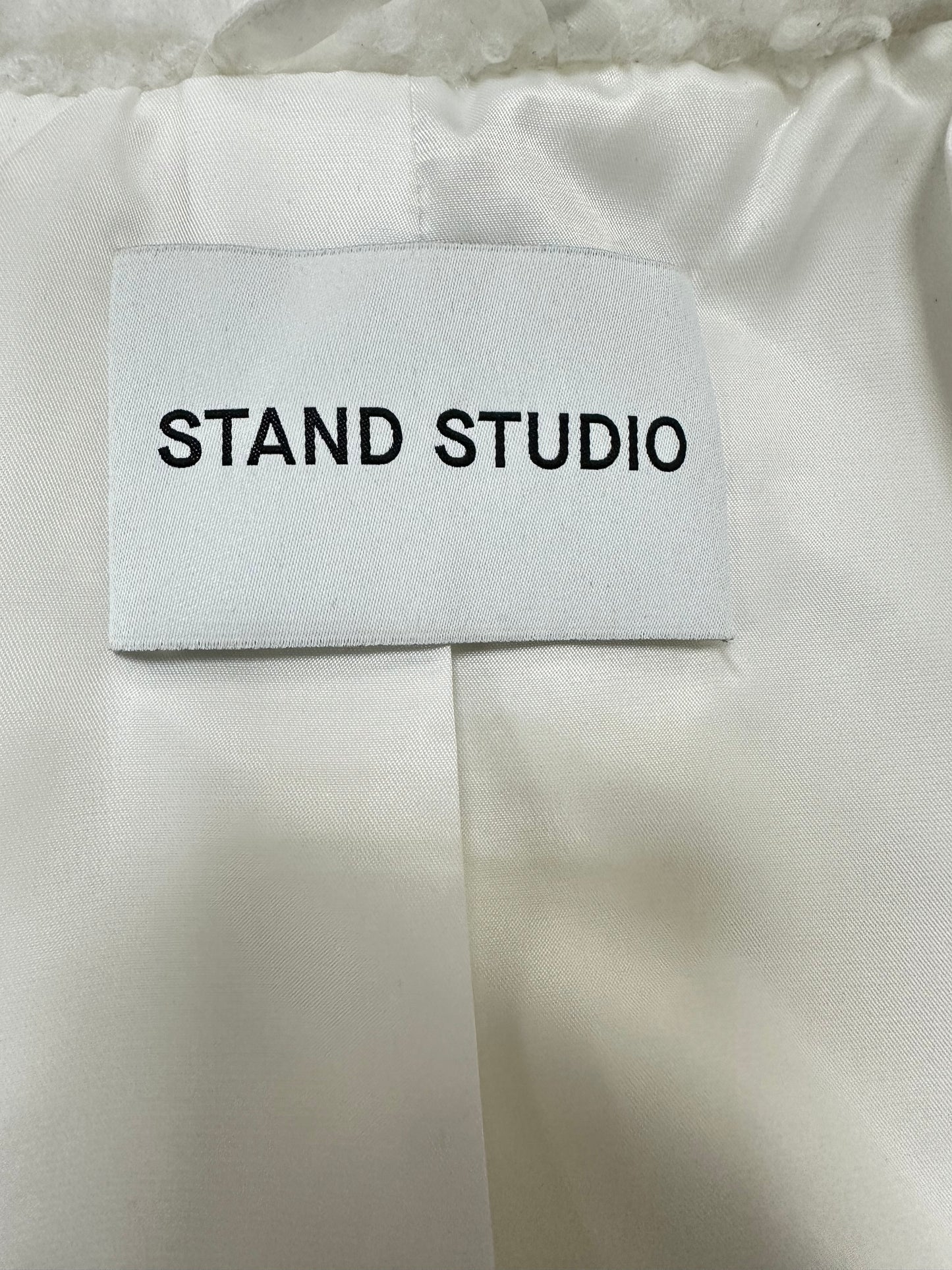 White long faux fur coat