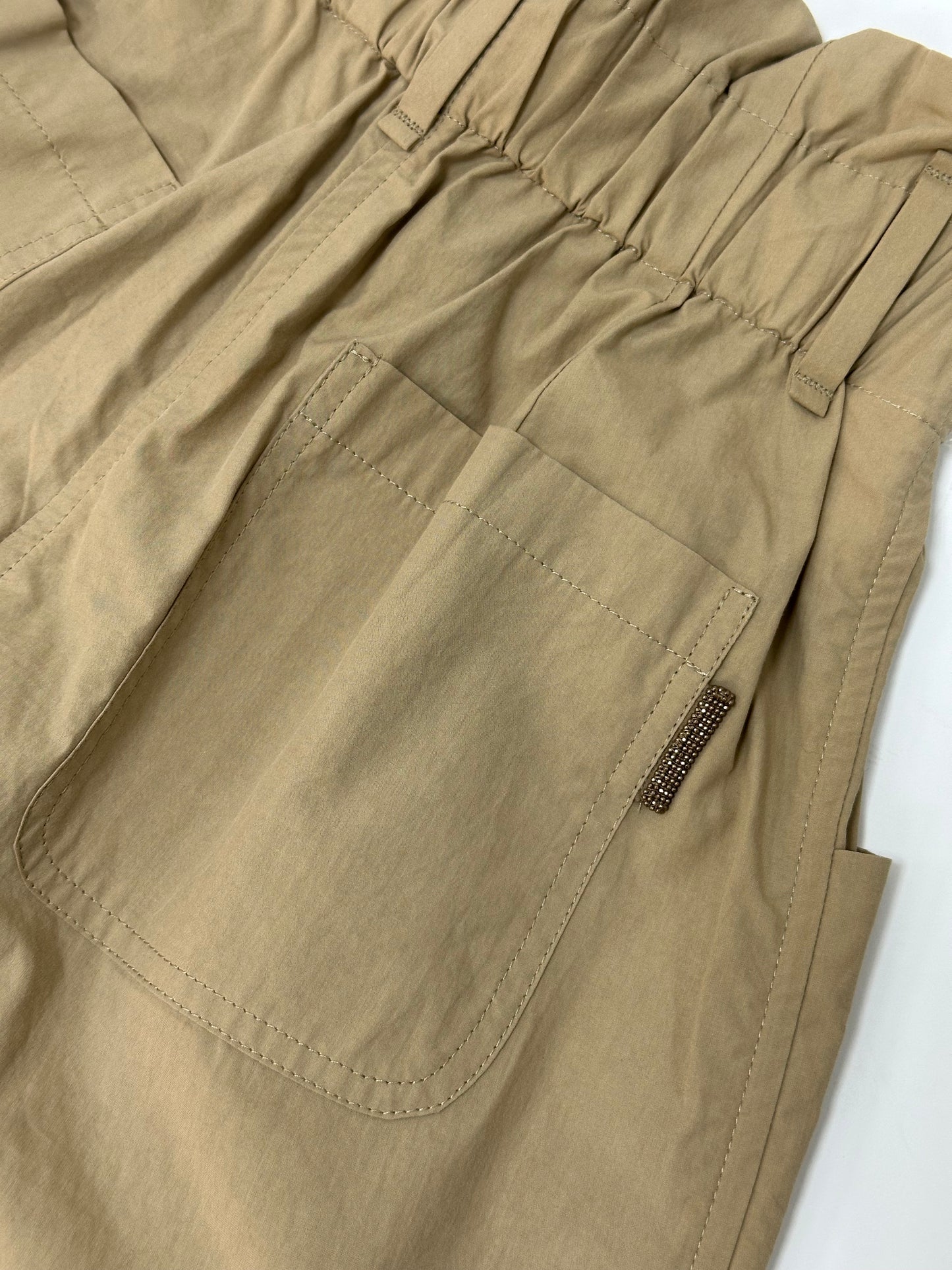 Loose fit cotton trousers in a versatile sand colour