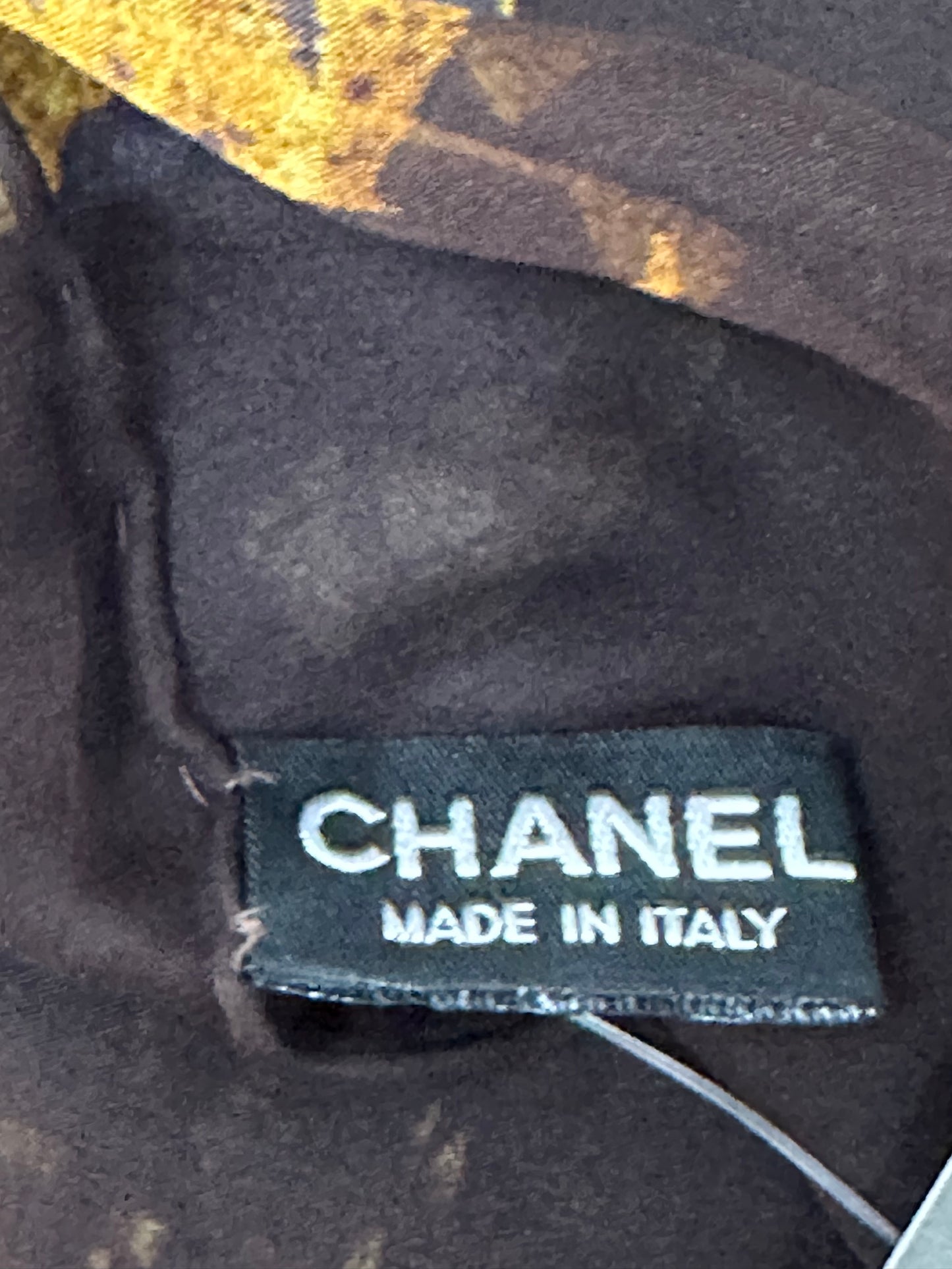 Silk scarf with abstract golden-brown pattern