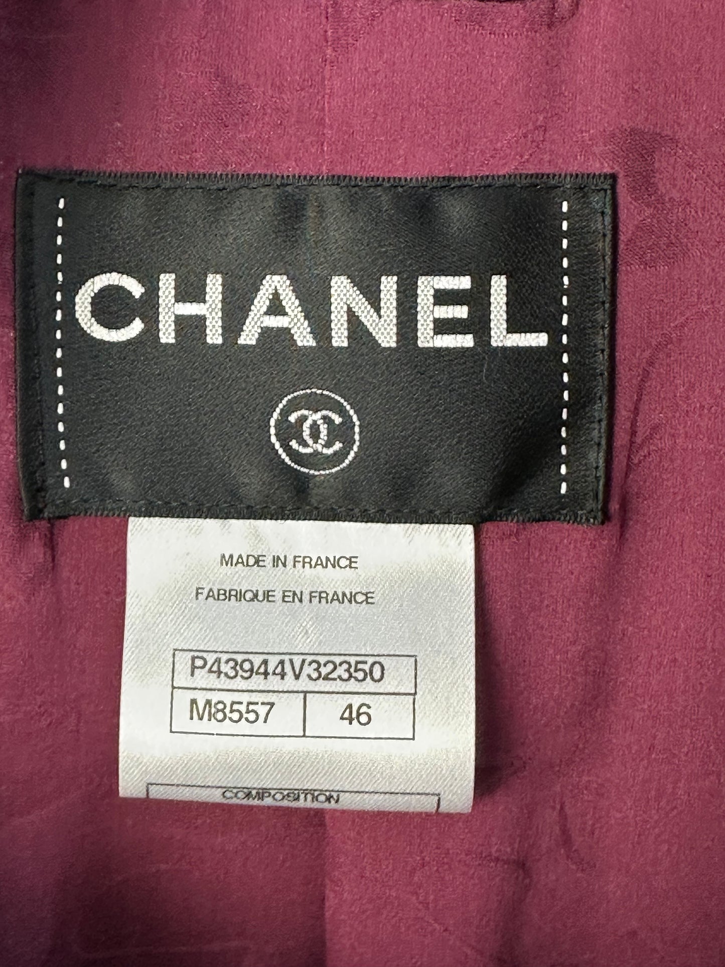 Long tweed coat with stand collar and decorative buttons