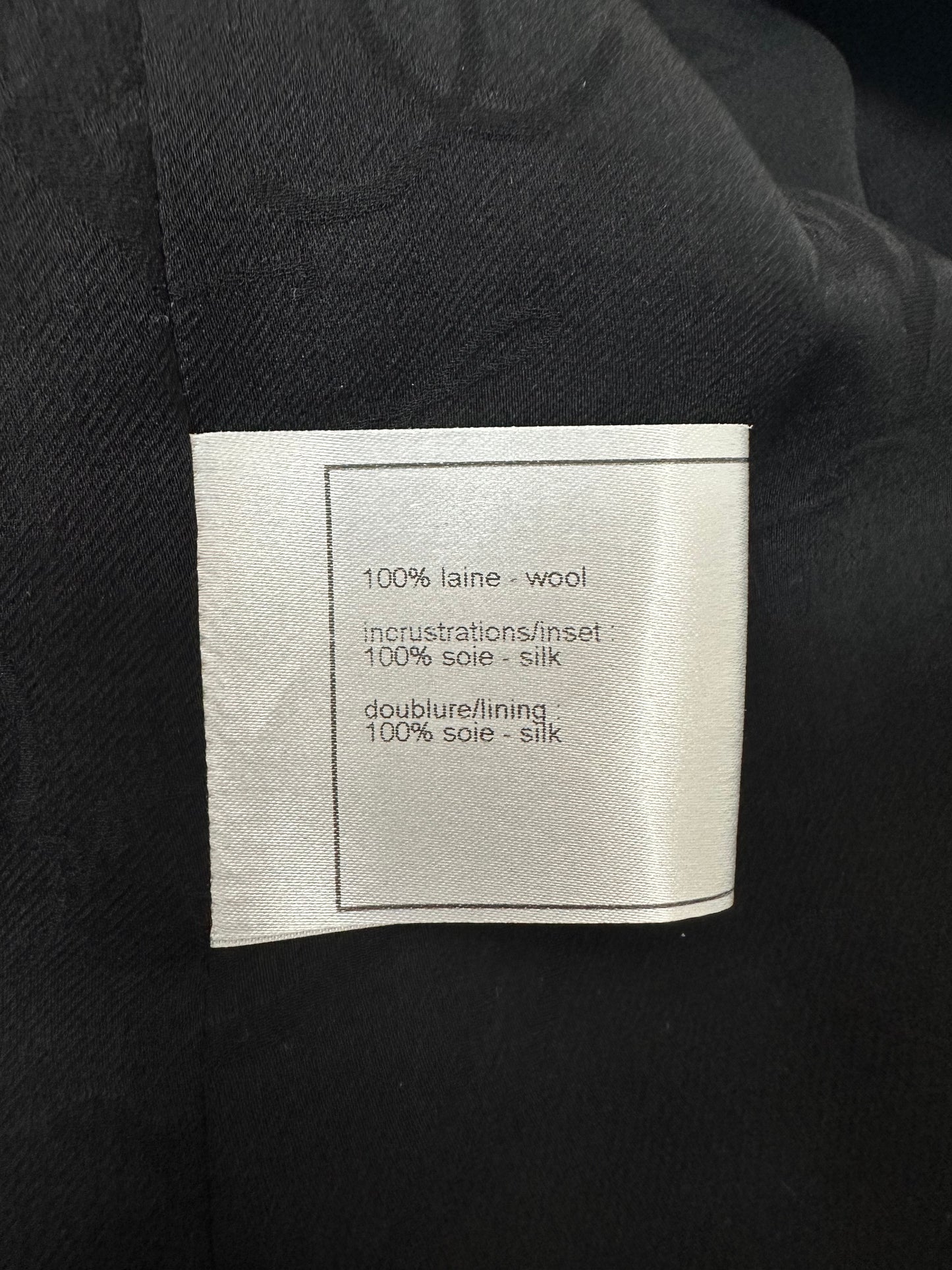 Black wool suit with silk lining