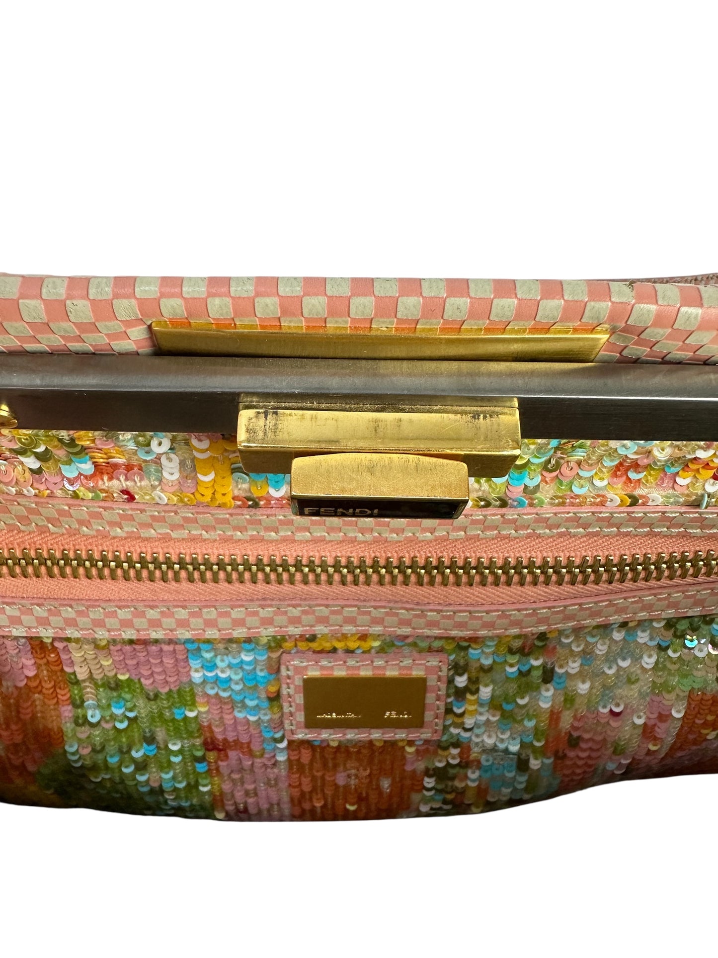 Patent leather bag with sequins