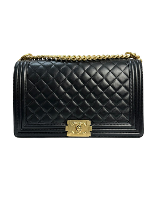 Boy bag in genuine leather with chain strap