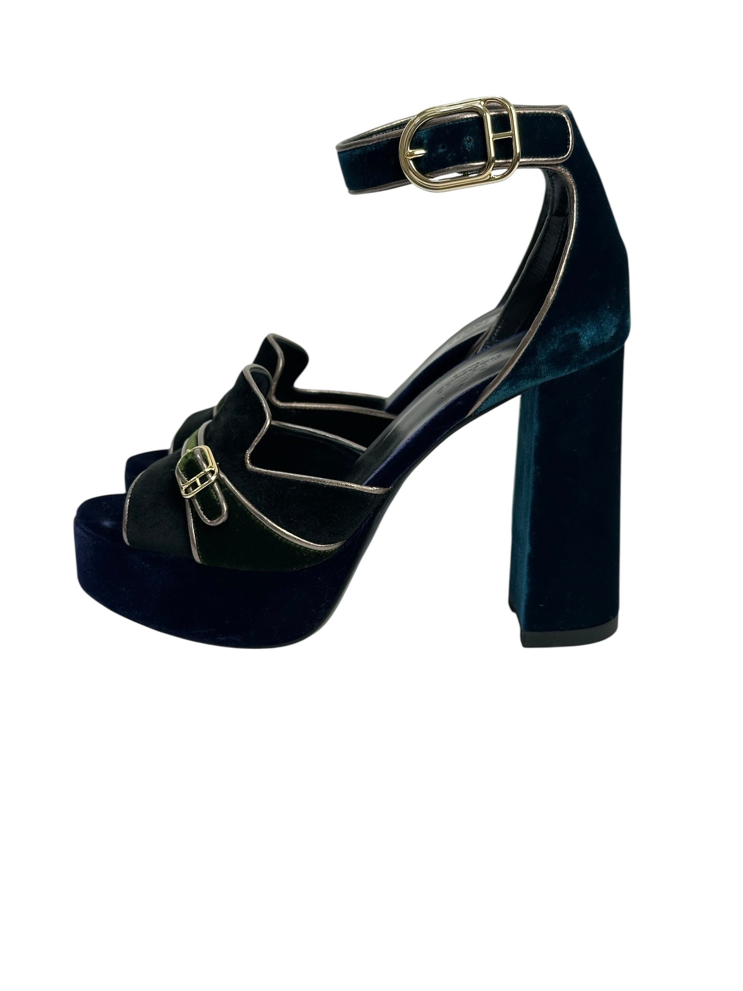 Velvet high-heel platform sandals