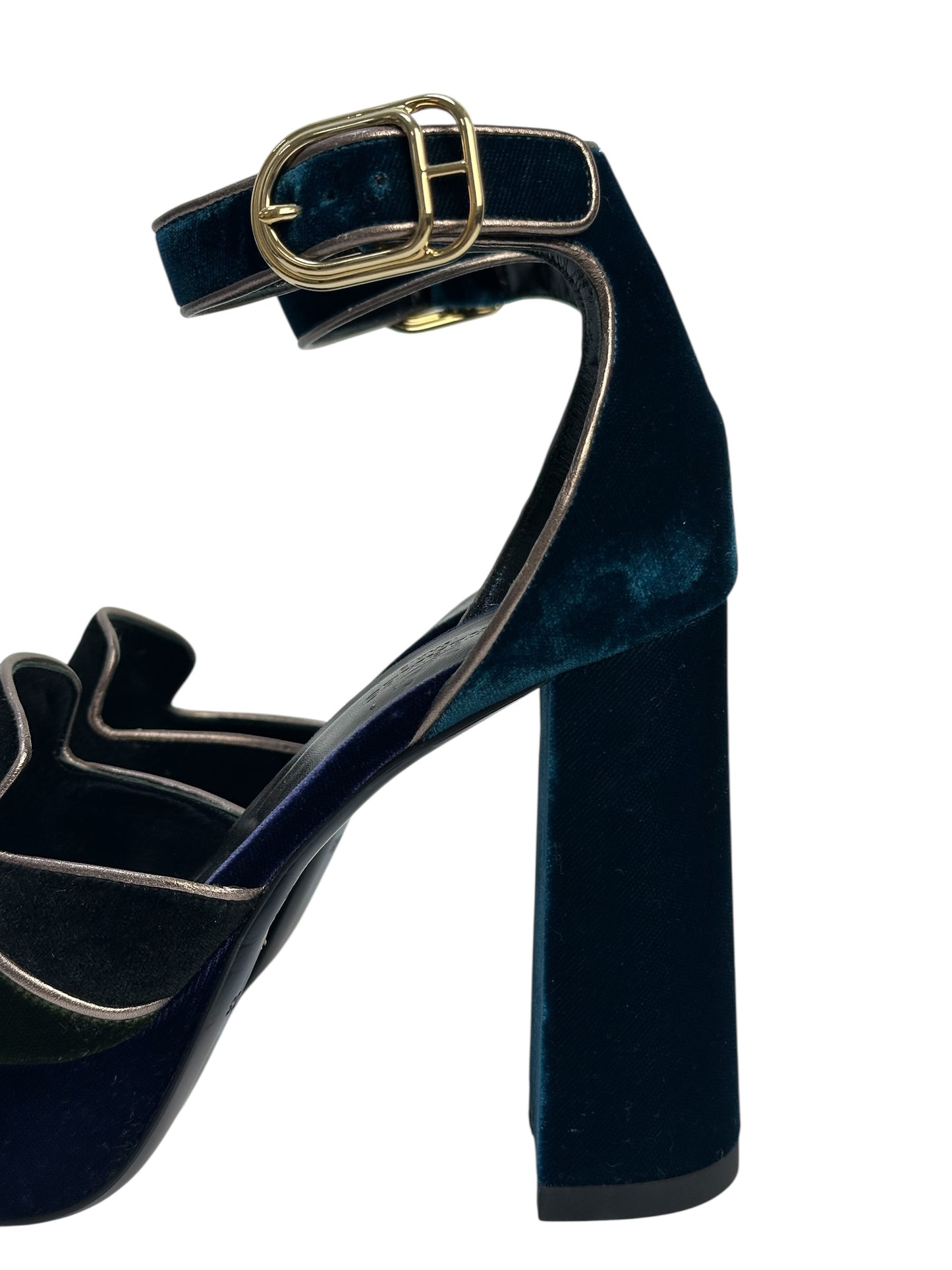 Velvet high-heel platform sandals