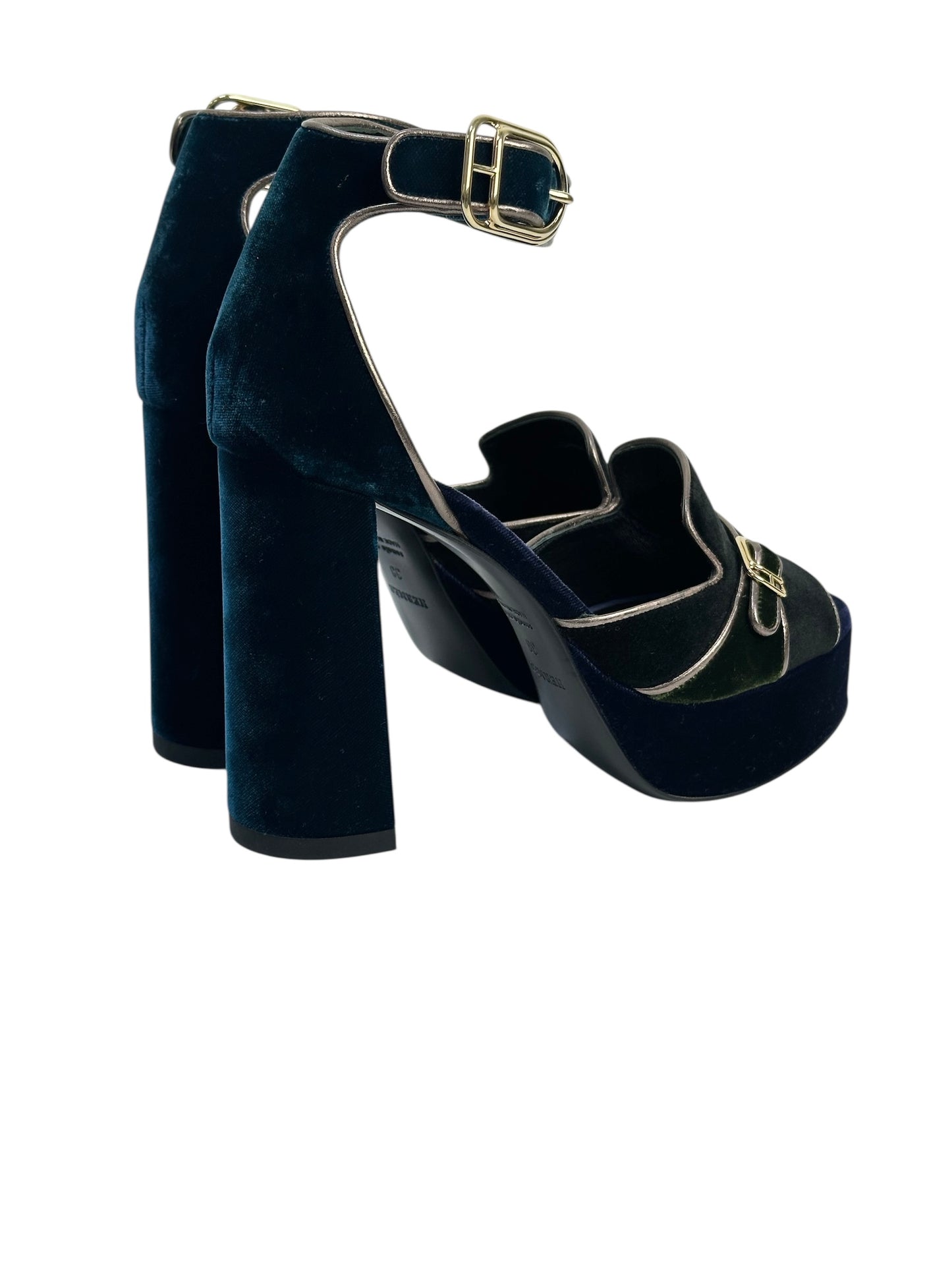 Velvet high-heel platform sandals