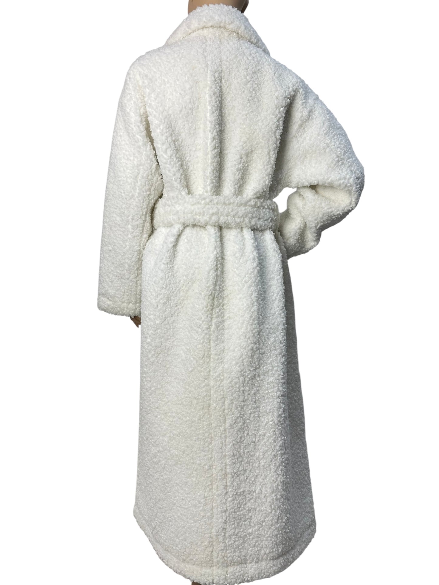 White long faux fur coat