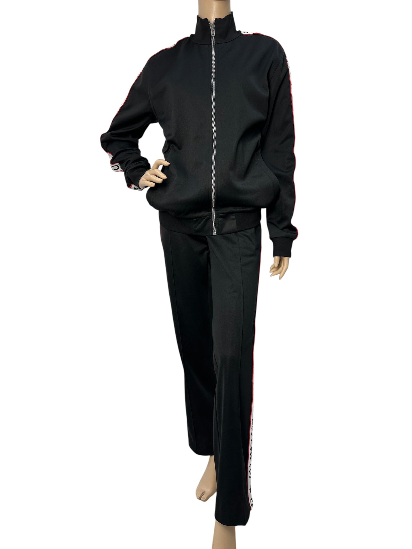 Black tracksuit with contrast side stripes
