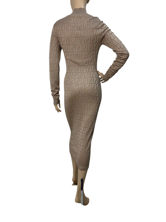 Knitted beige long-sleeve dress