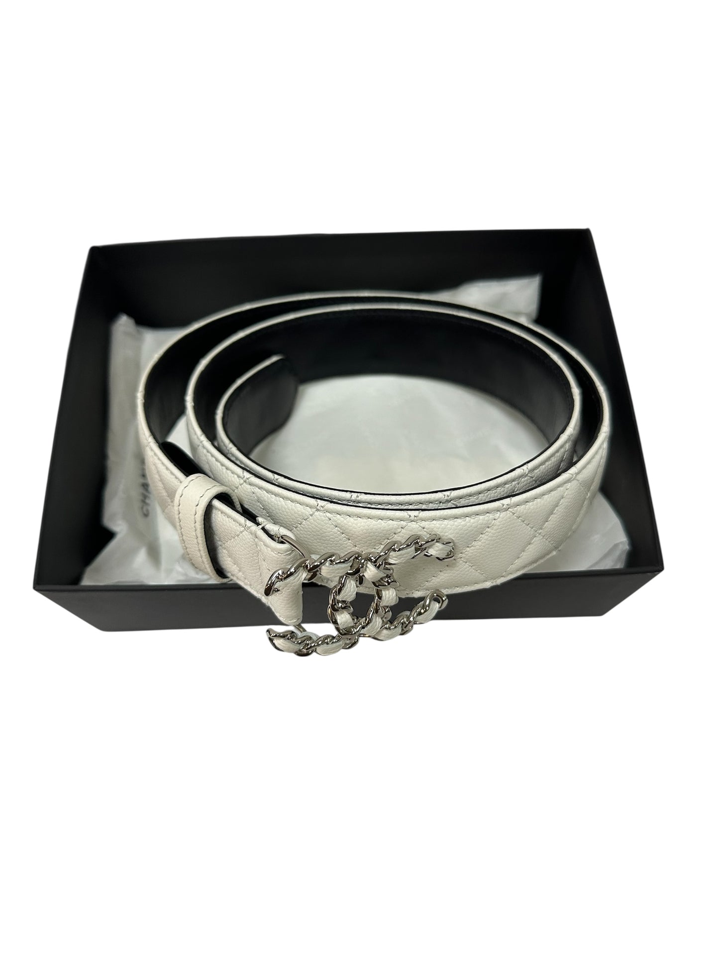 Leather belt with chain