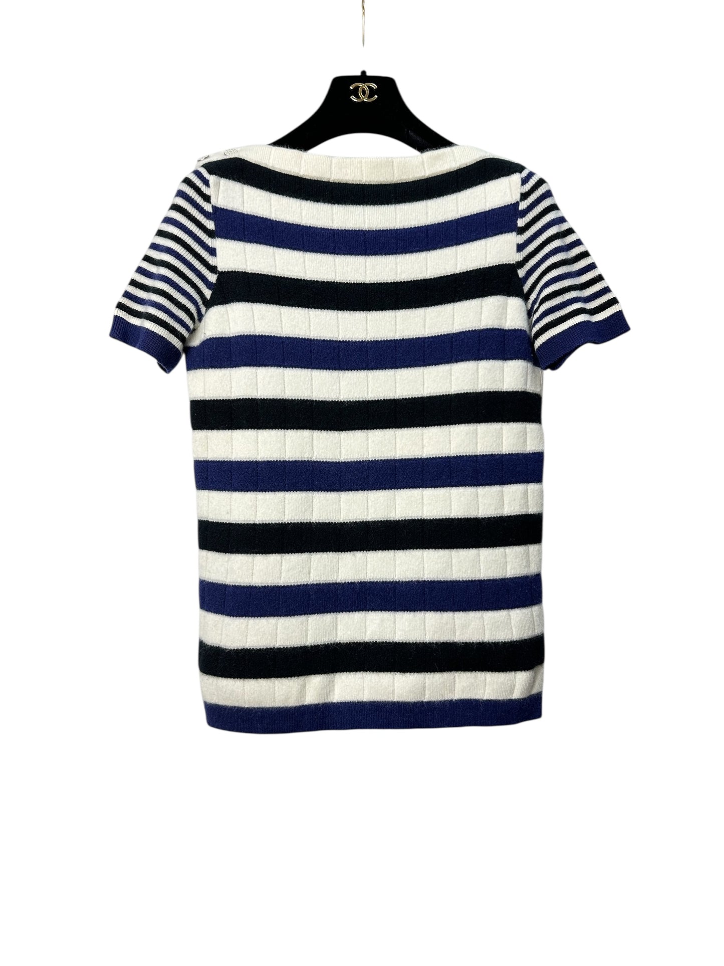 Striped cashmere top with short sleeves