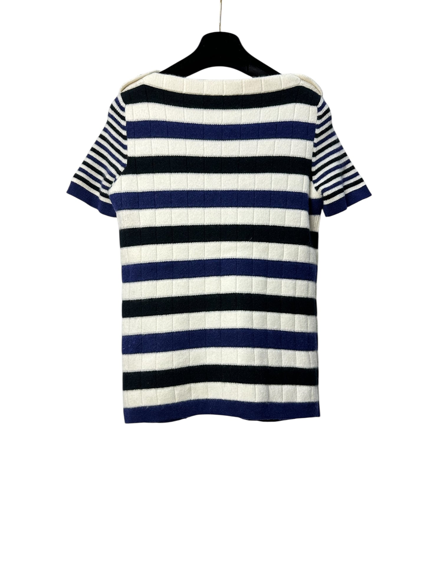 Striped cashmere top with short sleeves