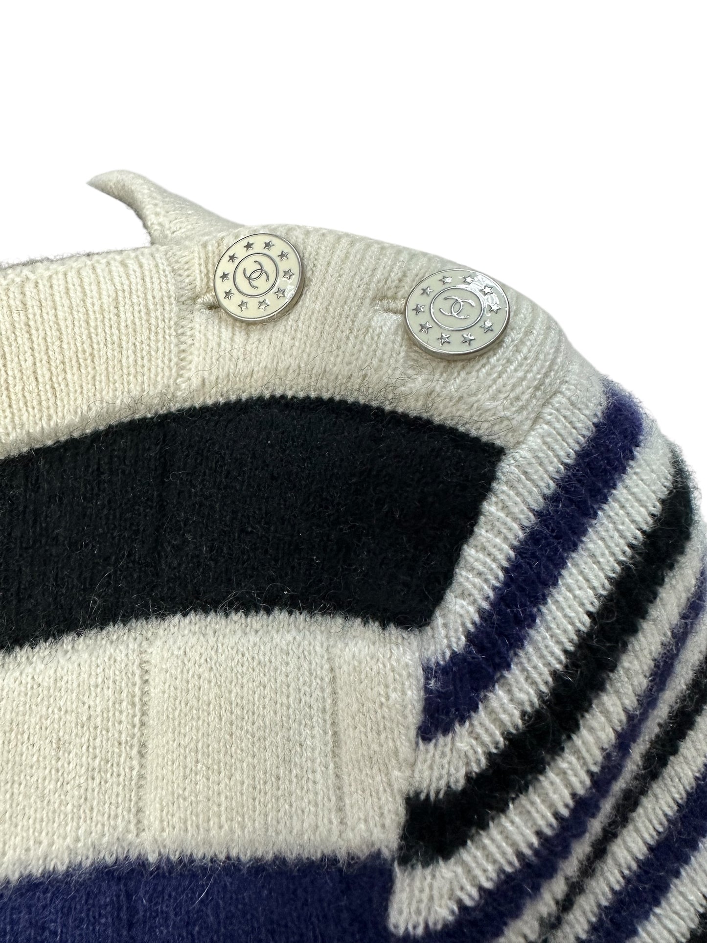 Striped cashmere top with short sleeves