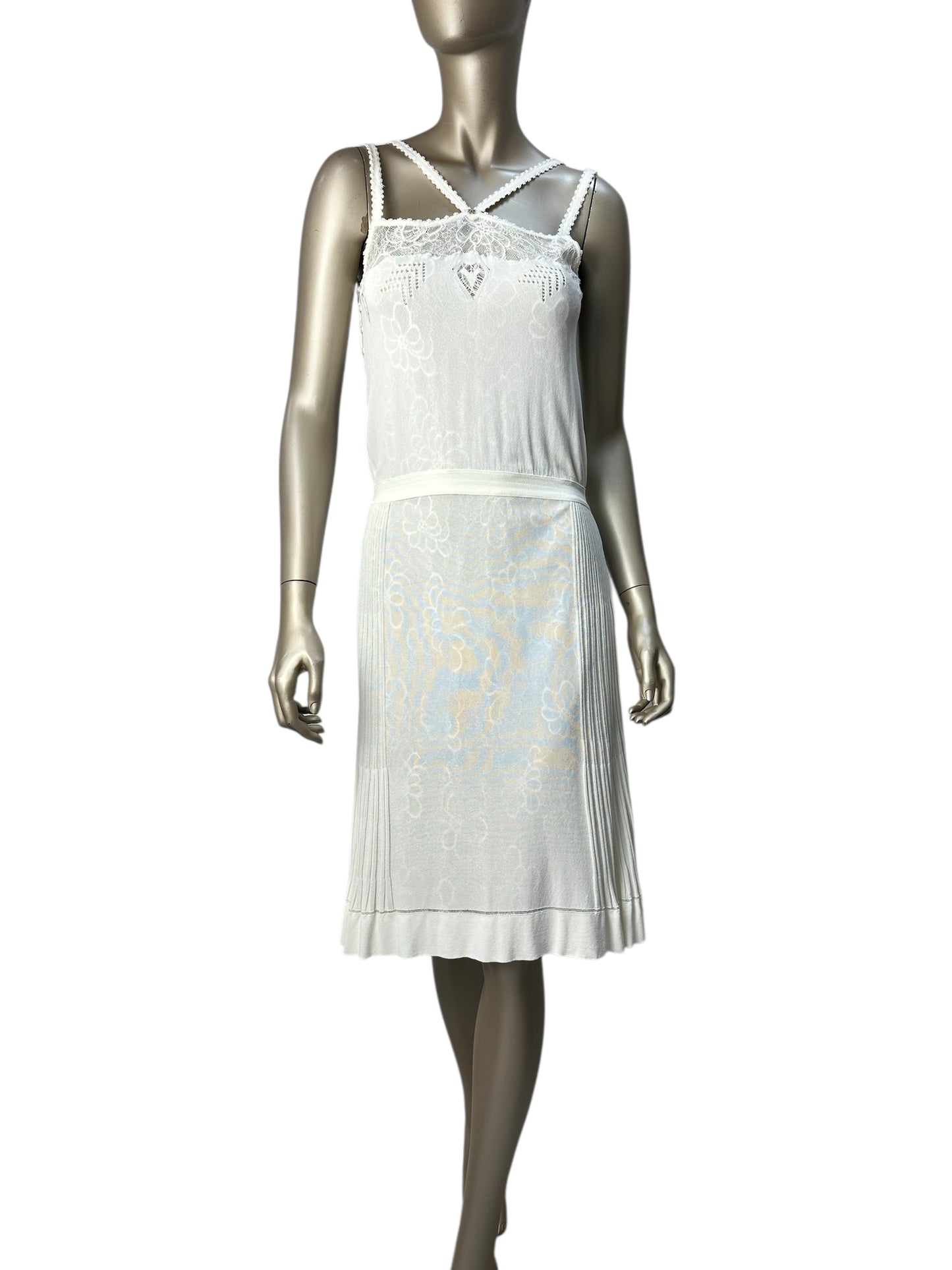 Lace-trimmed slip dress
