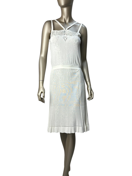 Lace-trimmed slip dress