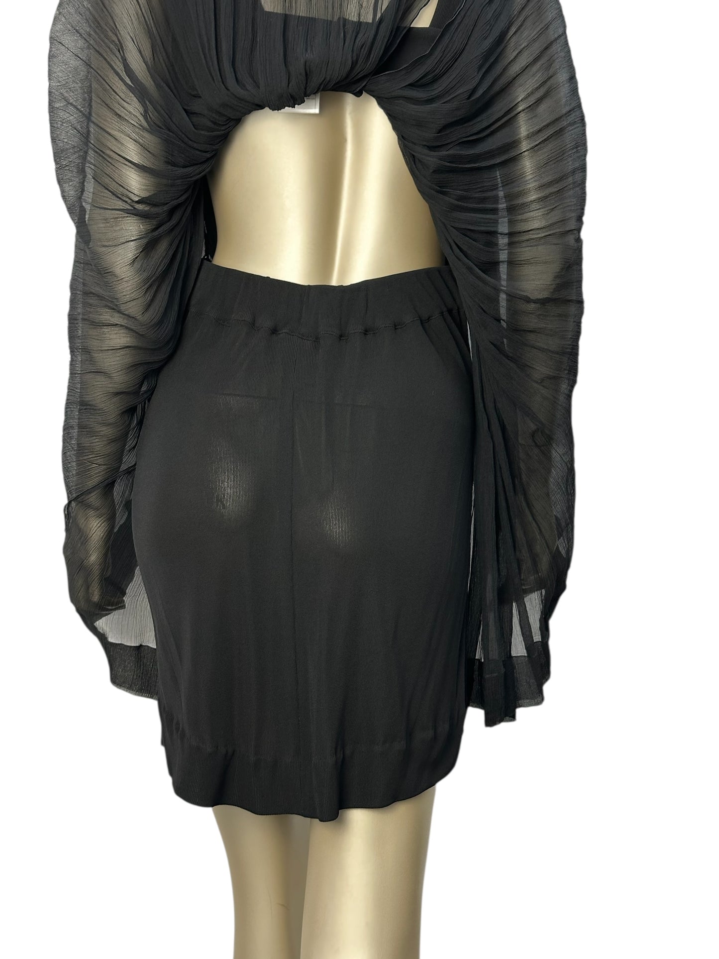 Silk pleated dress with flower belt