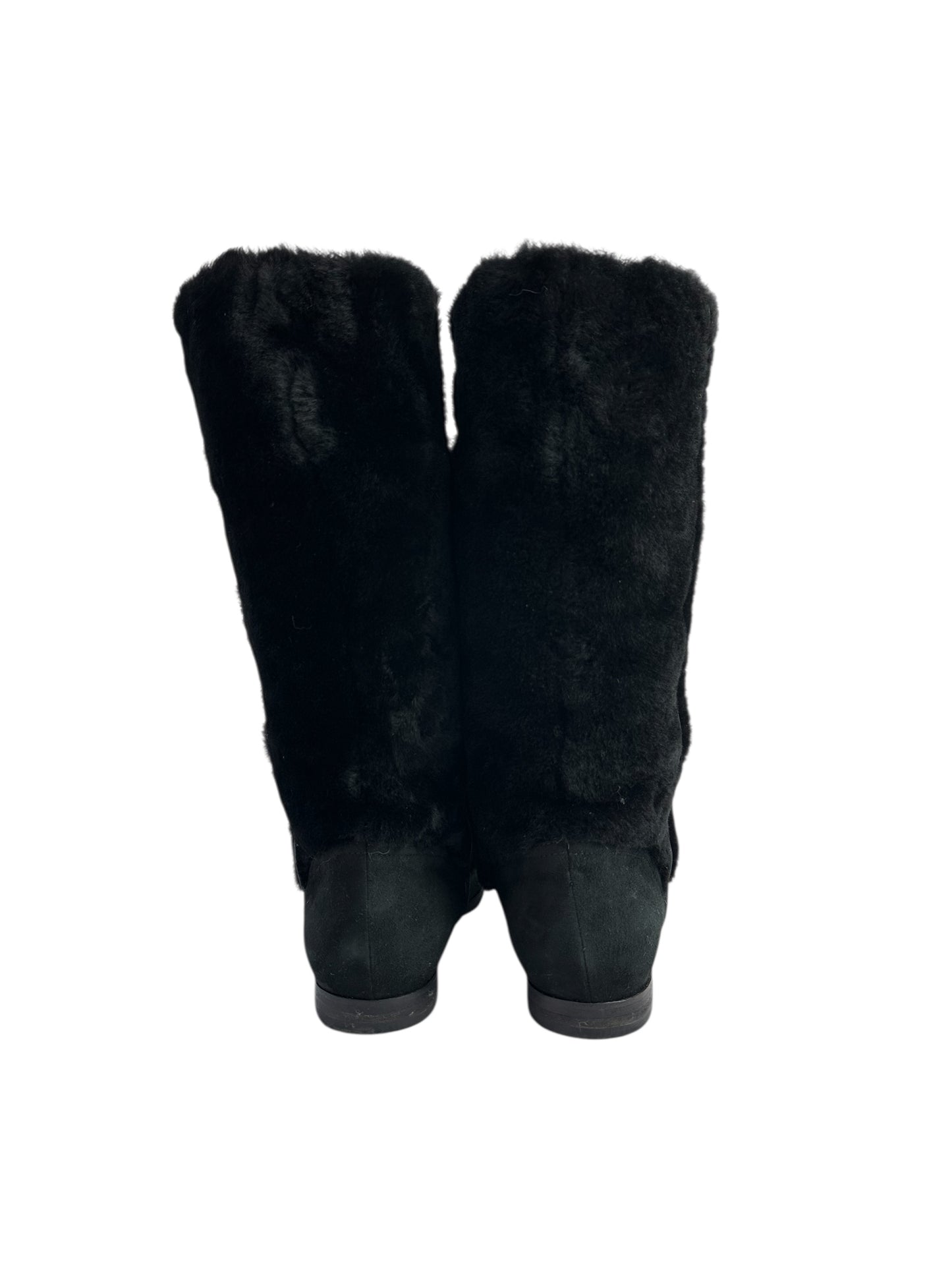 Winter suede boots with genuine fur