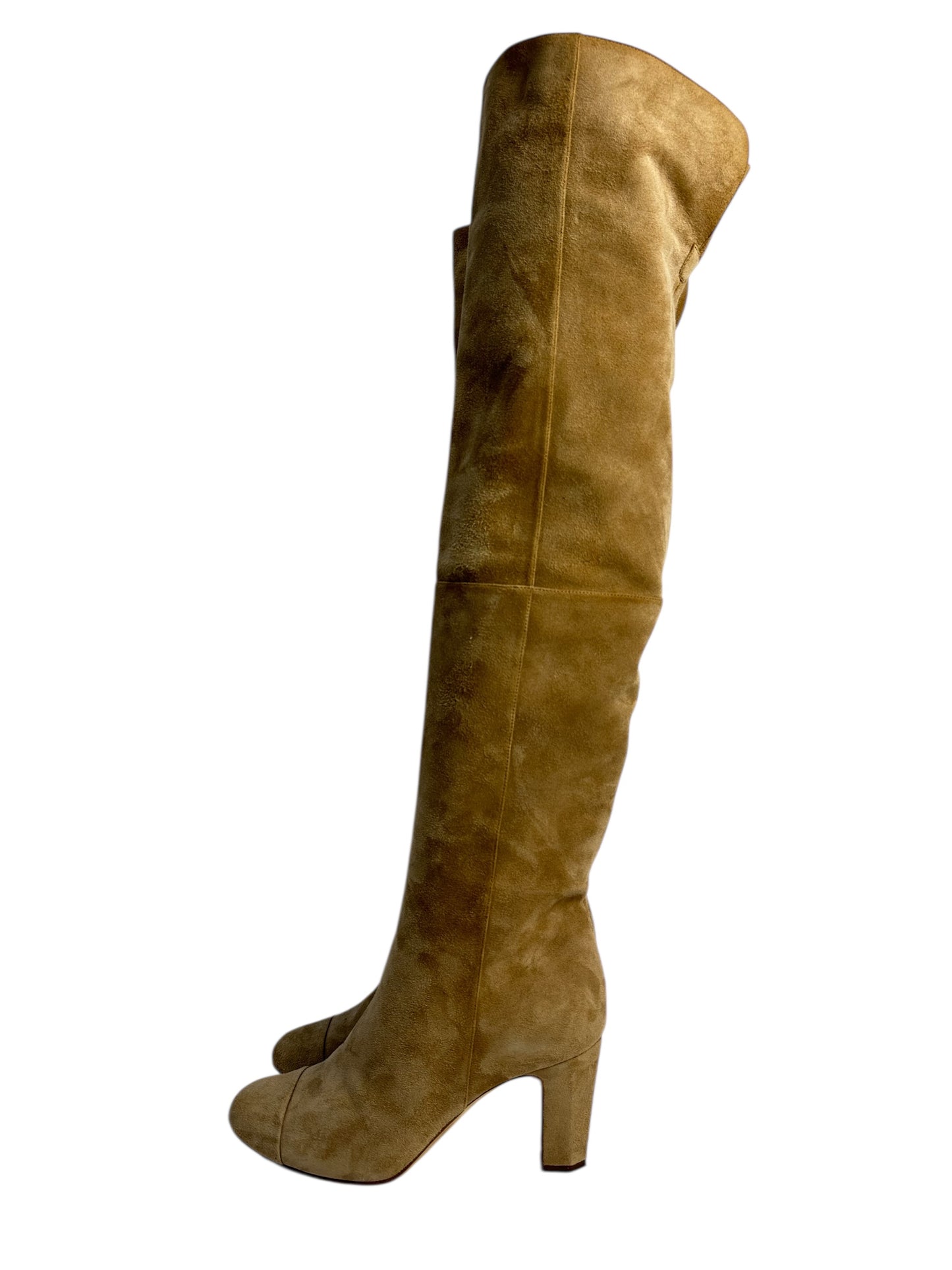 Chanel 2010s suede heeled over-the-knee boots