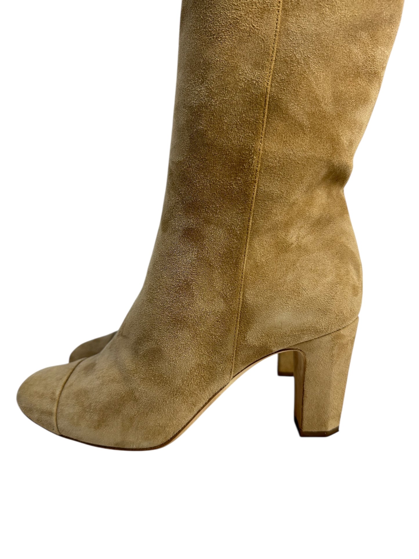 Chanel 2010s suede heeled over-the-knee boots