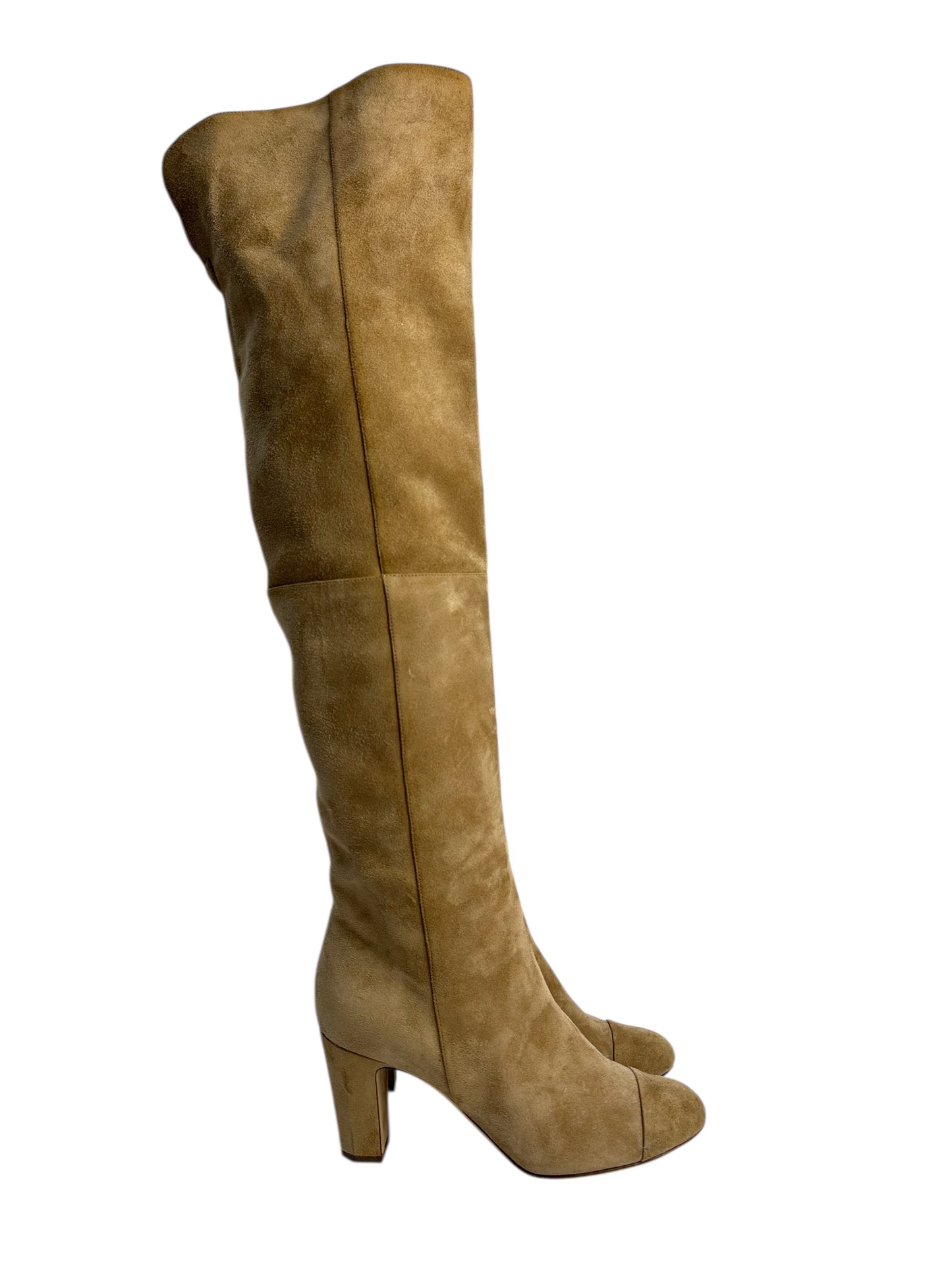Chanel 2010s suede heeled over-the-knee boots