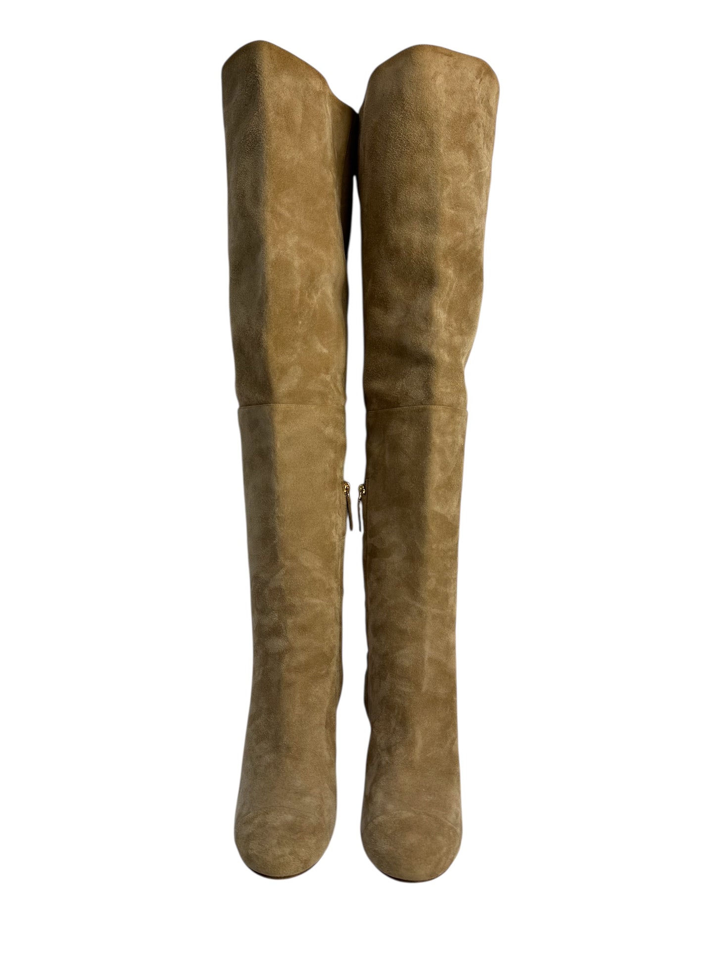 Chanel 2010s suede heeled over-the-knee boots