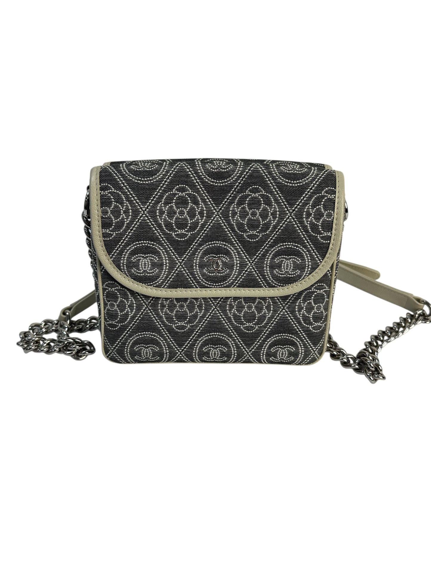 Chanel Camellia fabric messenger bag with leather trim