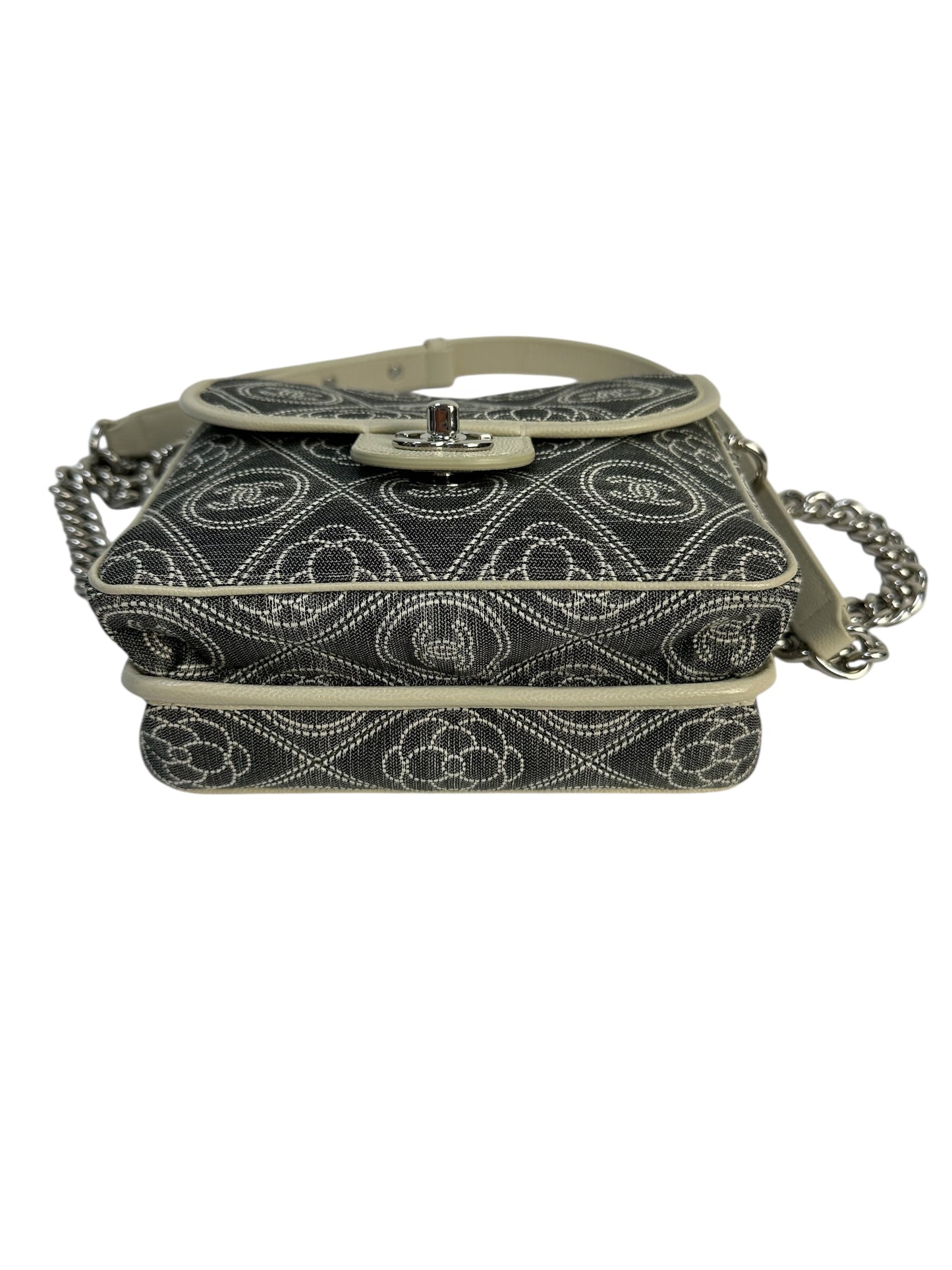 Chanel Camellia fabric messenger bag with leather trim