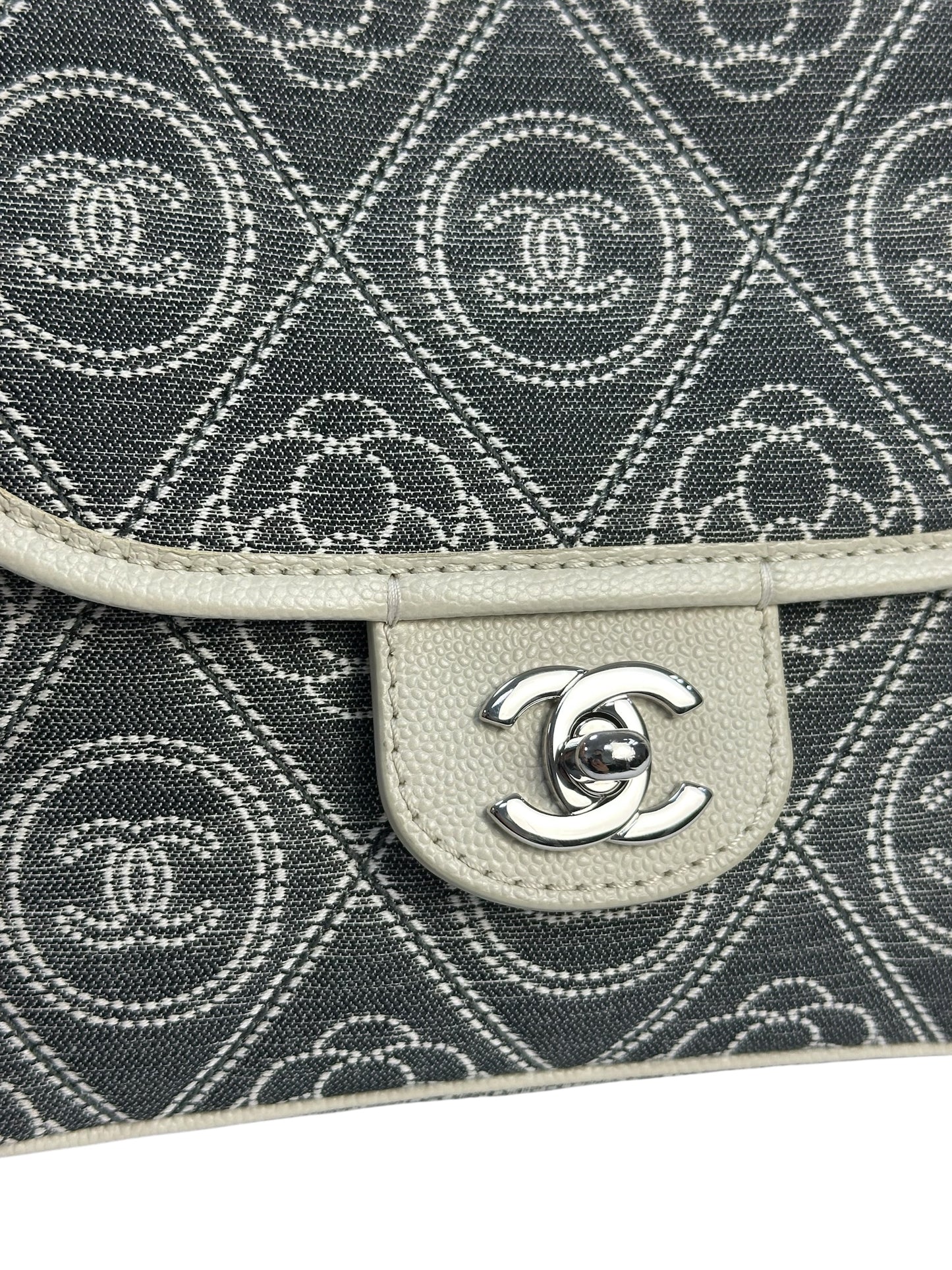 Chanel Camellia fabric messenger bag with leather trim