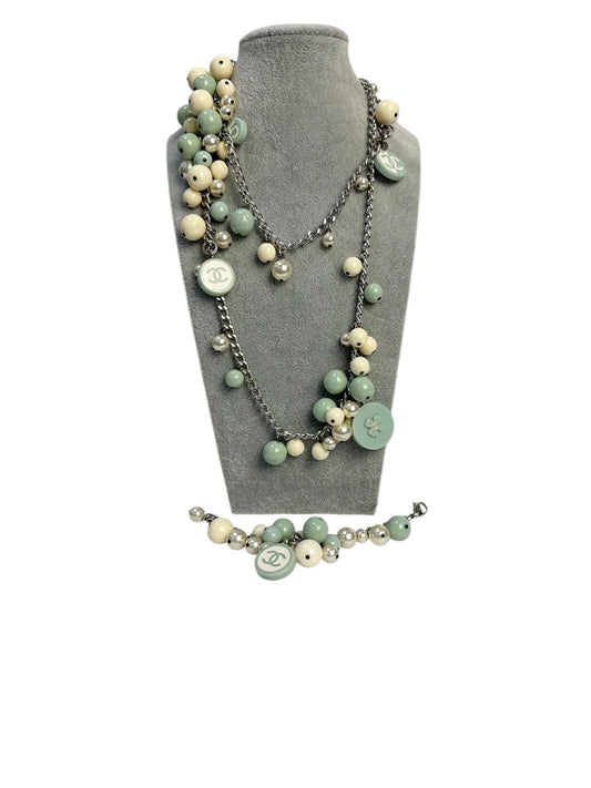 Chanel pastel jewelry set of necklace and bracelet