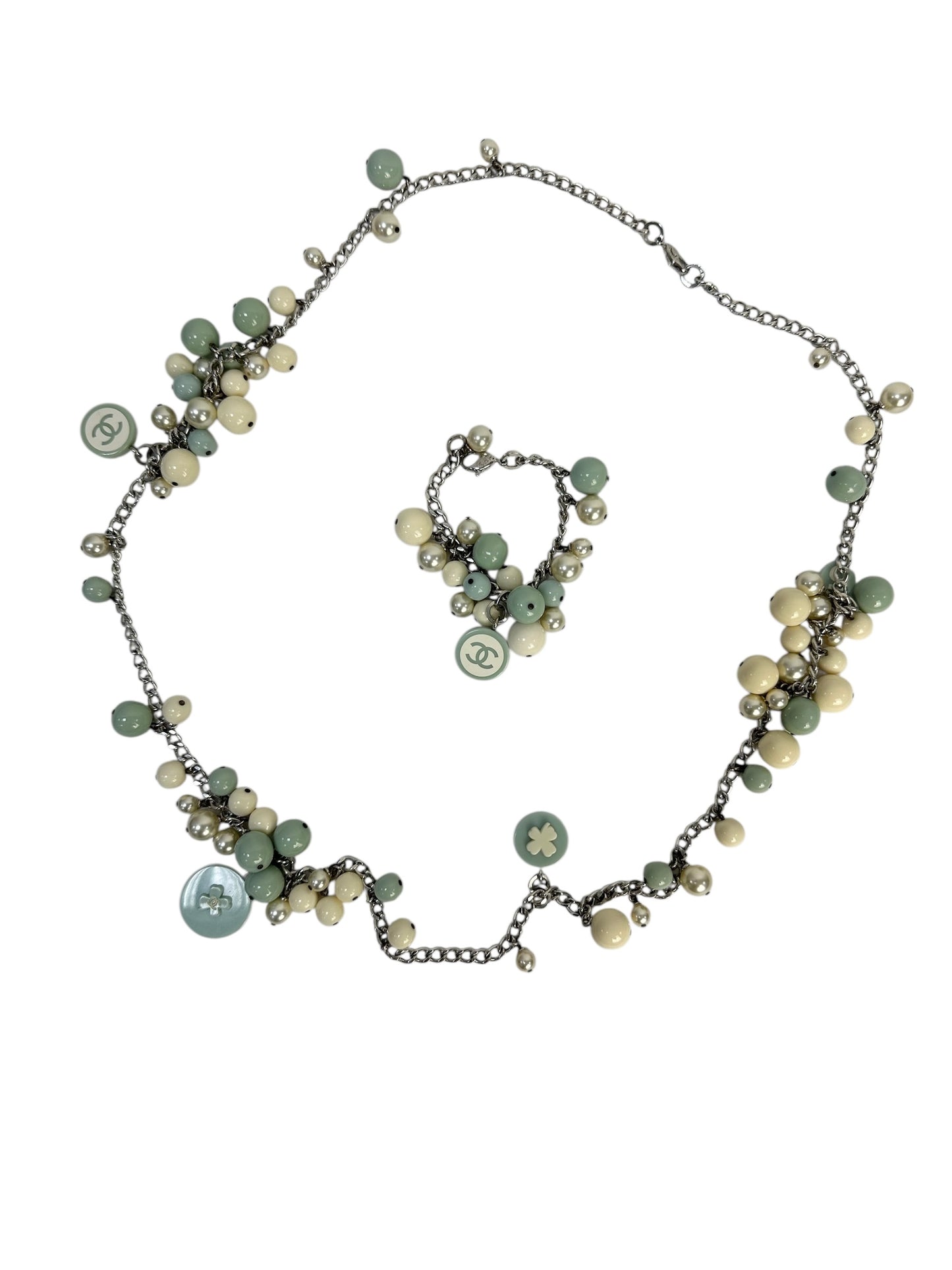 Chanel pastel jewelry set of necklace and bracelet