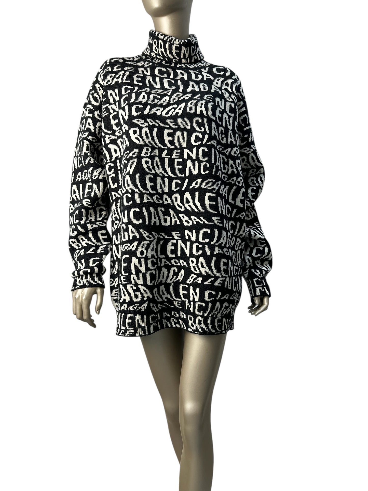 Balenciaga jacquard logo sweater dress