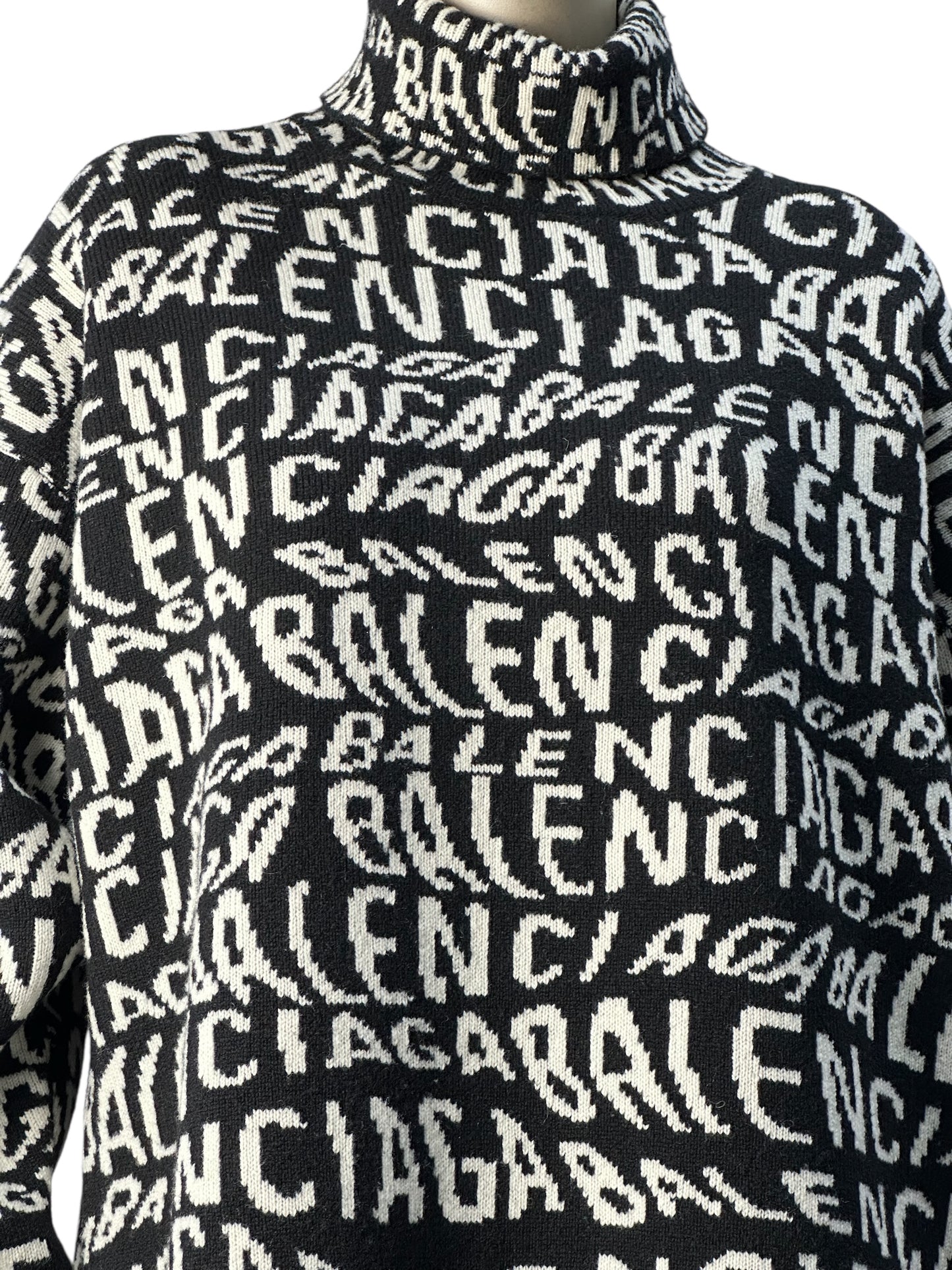 Balenciaga jacquard logo sweater dress