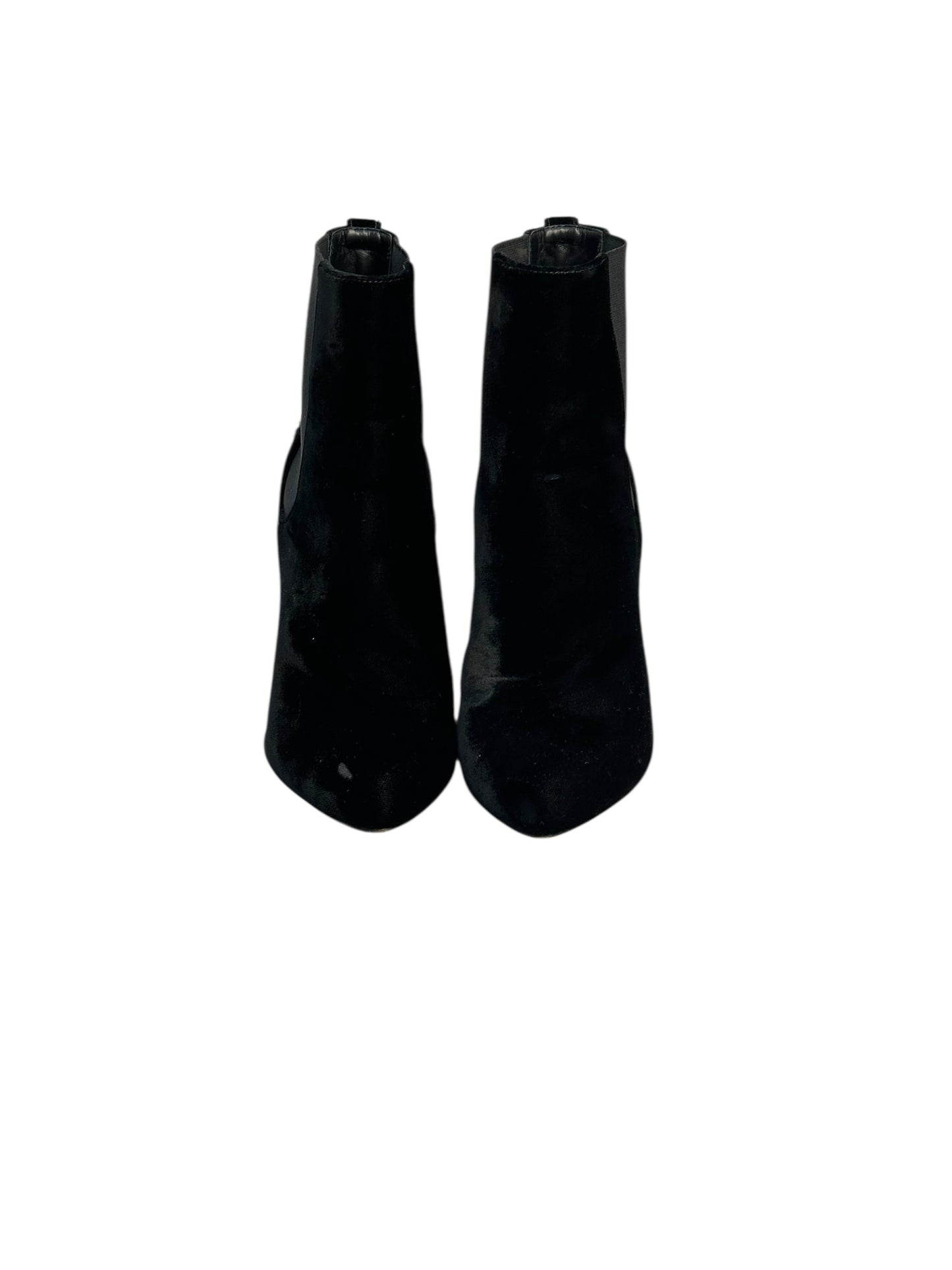 Black suede heeled ankle boots