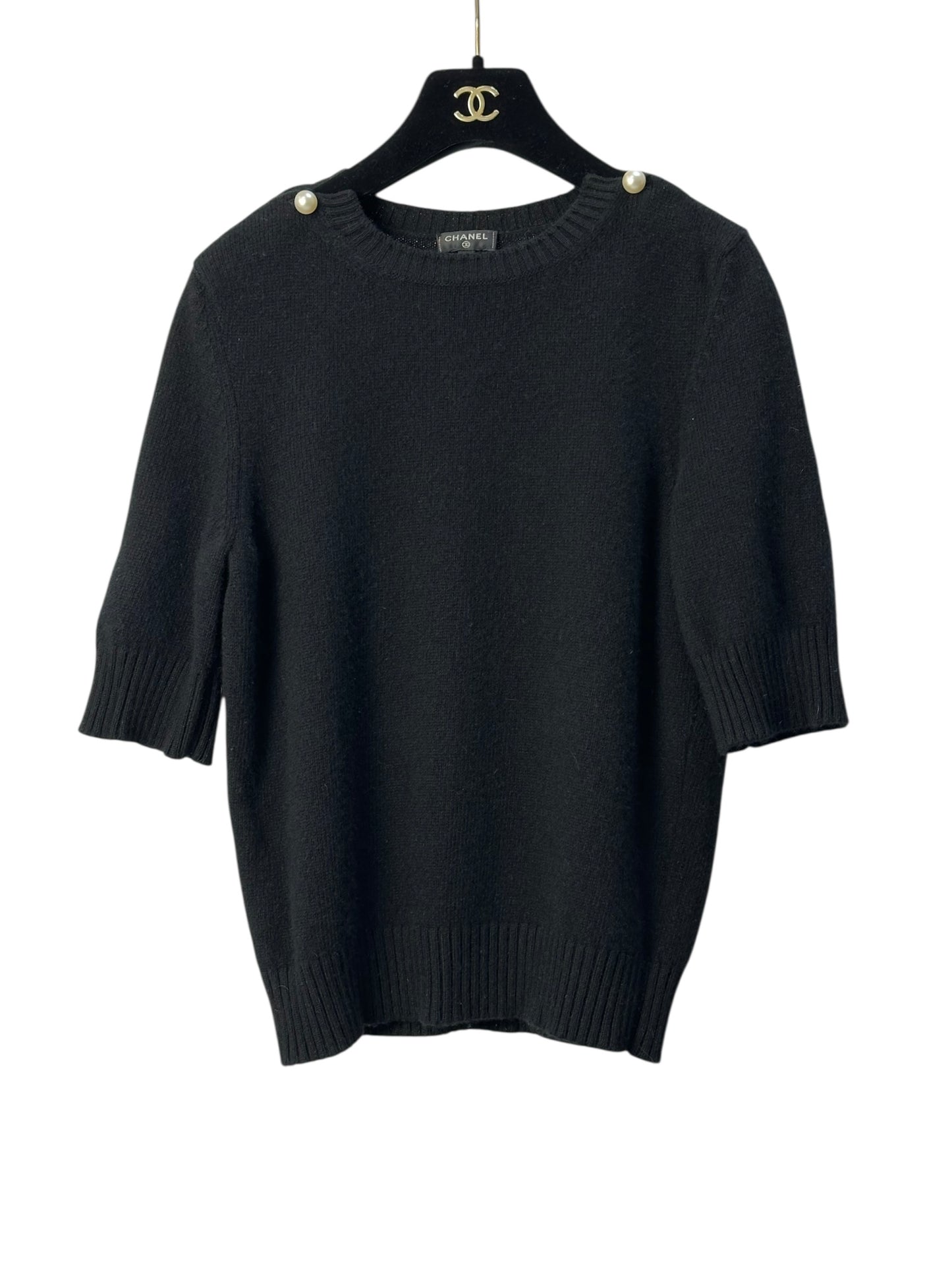Chanel cashmere top with pearl buttons