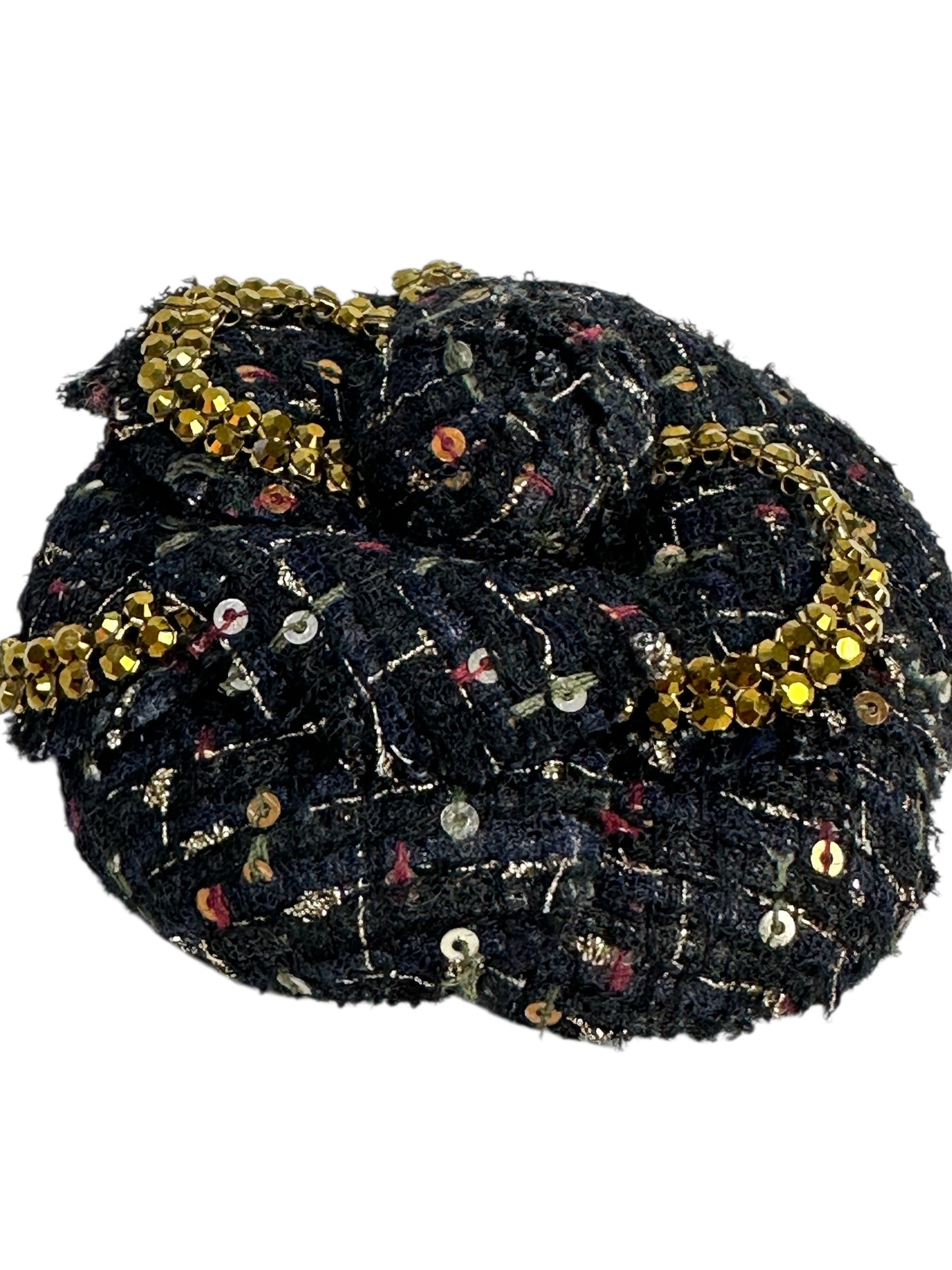 Chanel tweed camellia with sequins
