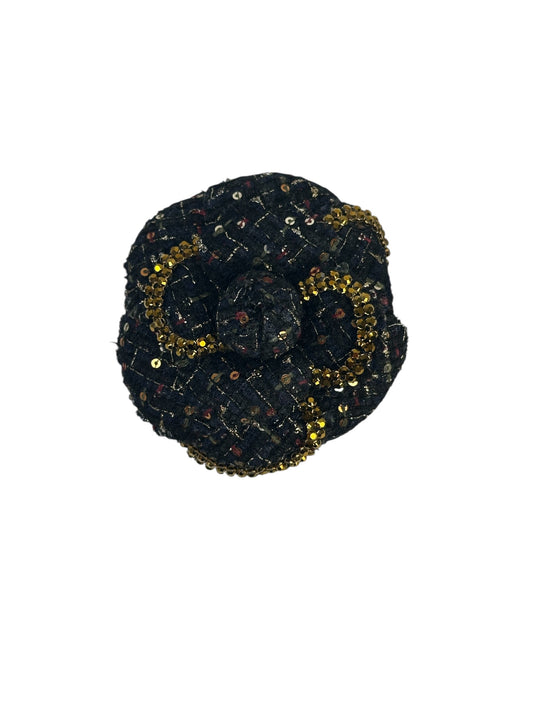 Chanel tweed camellia with sequins