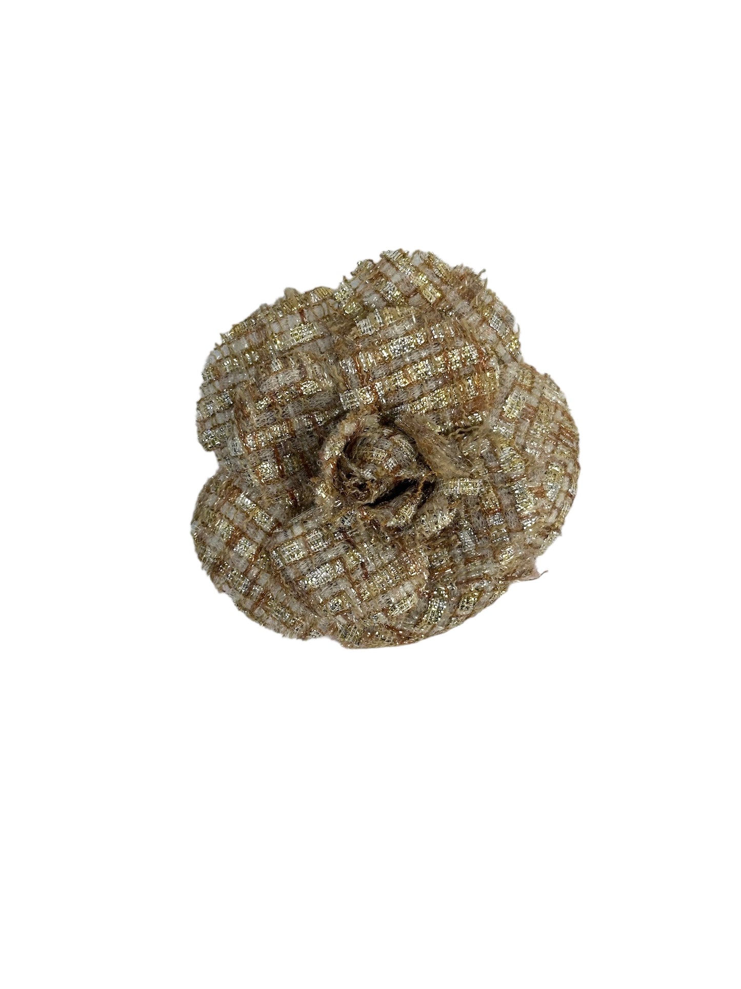 Chanel tweed camellia with golden weave