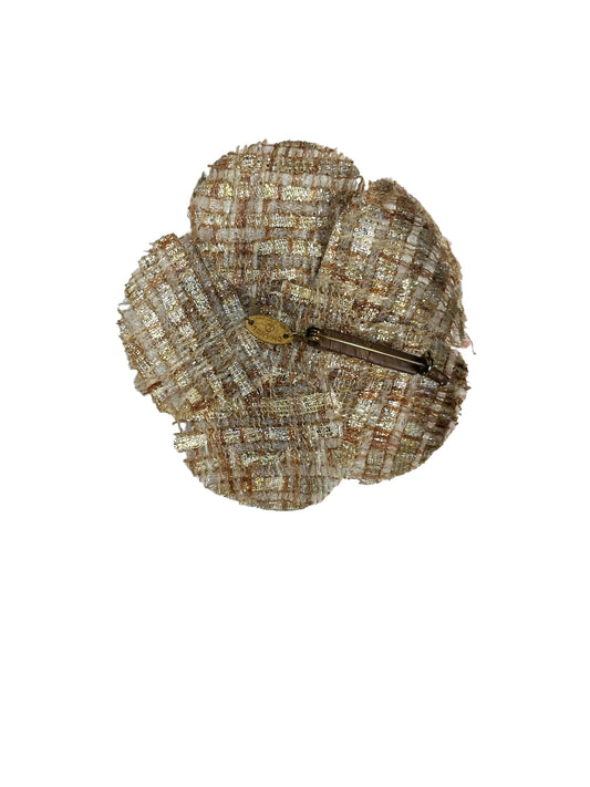 Chanel tweed camellia with golden weave