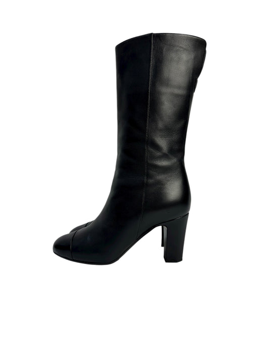 Chanel leather heeled boots